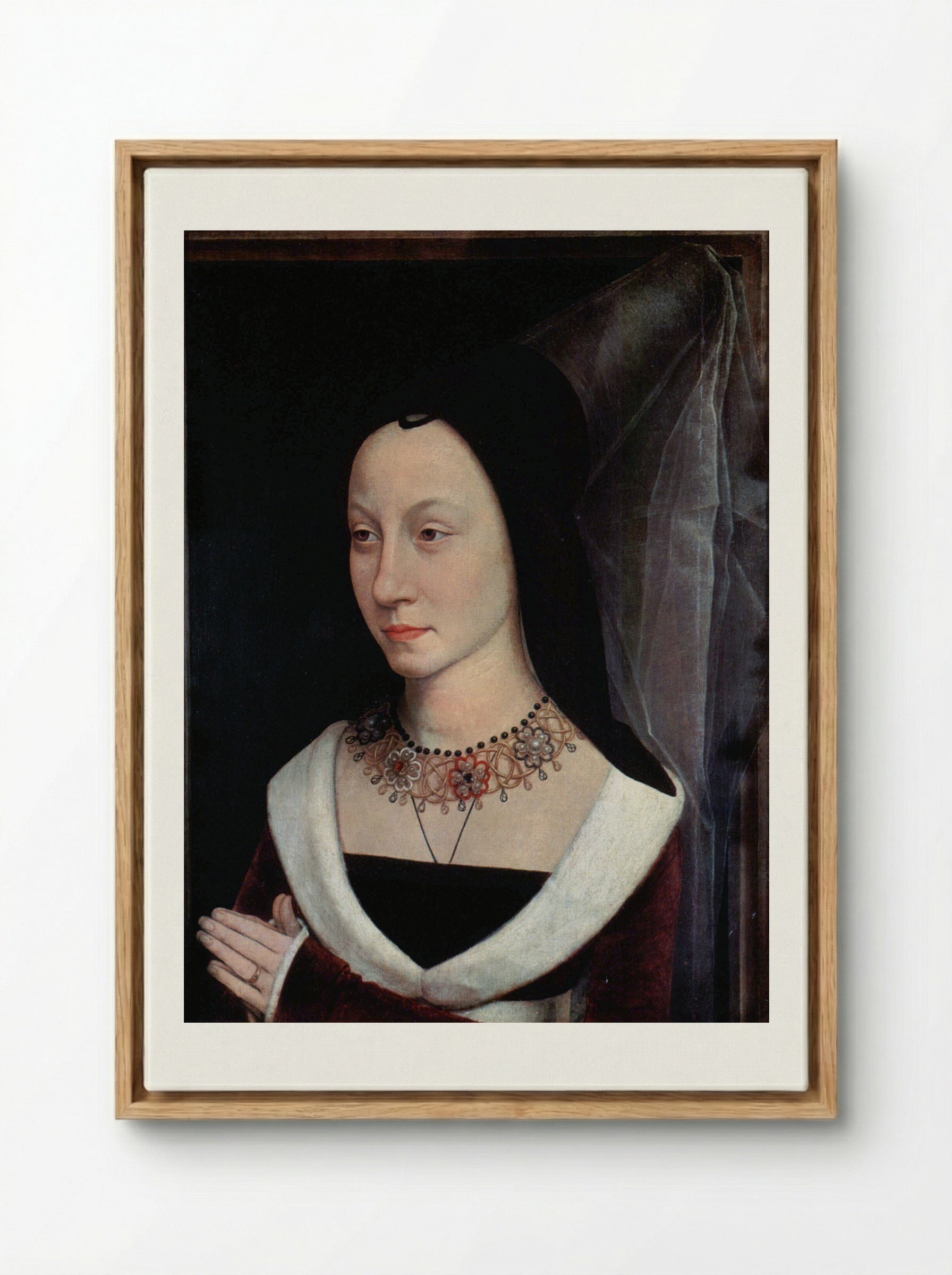 Portrait of Maria Portinari - Hans Memling - Framed Canvas Wood