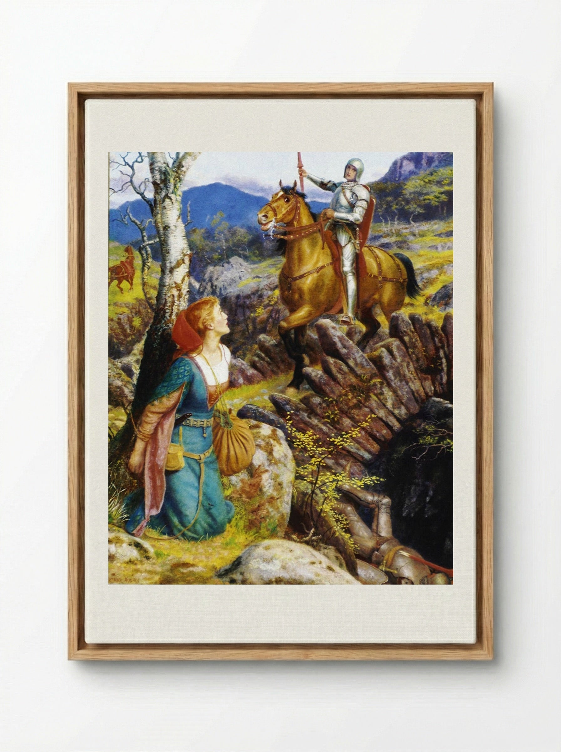 The Overthrowing of the Rusty Knight - Arthur Hughes - Framed Canvas Wood