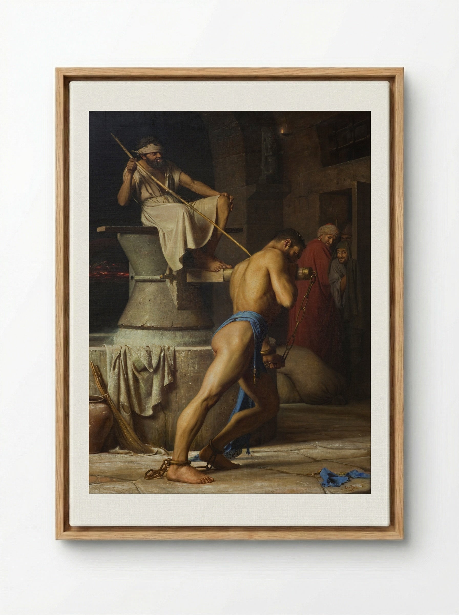Samson in the Mill - Carl Bloch - Framed Canvas Wood