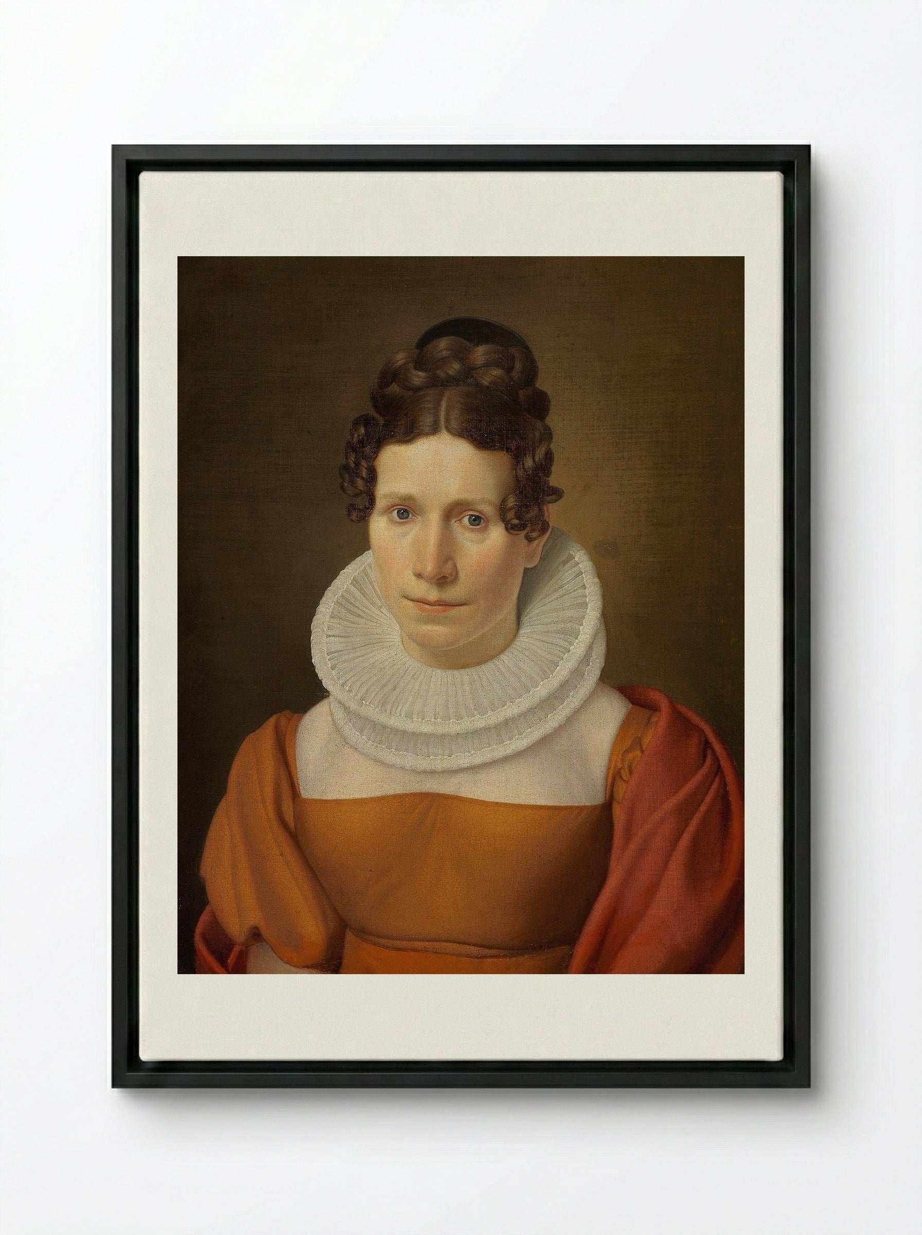 Portrait of Faktor Fjellerups Kone - Christoffer Wilhelm Eckersberg - Framed Canvas Black