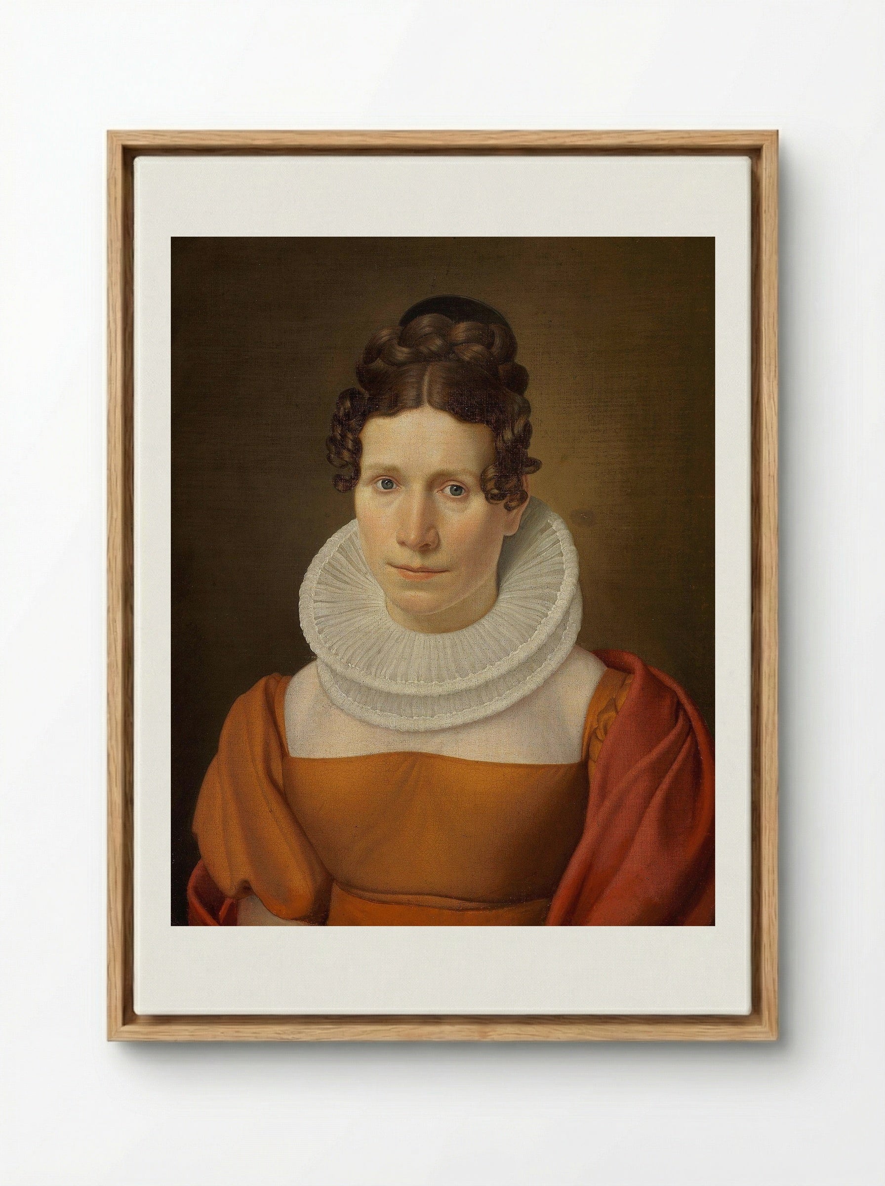 Portrait of Faktor Fjellerups Kone - Christoffer Wilhelm Eckersberg - Framed Canvas Wood