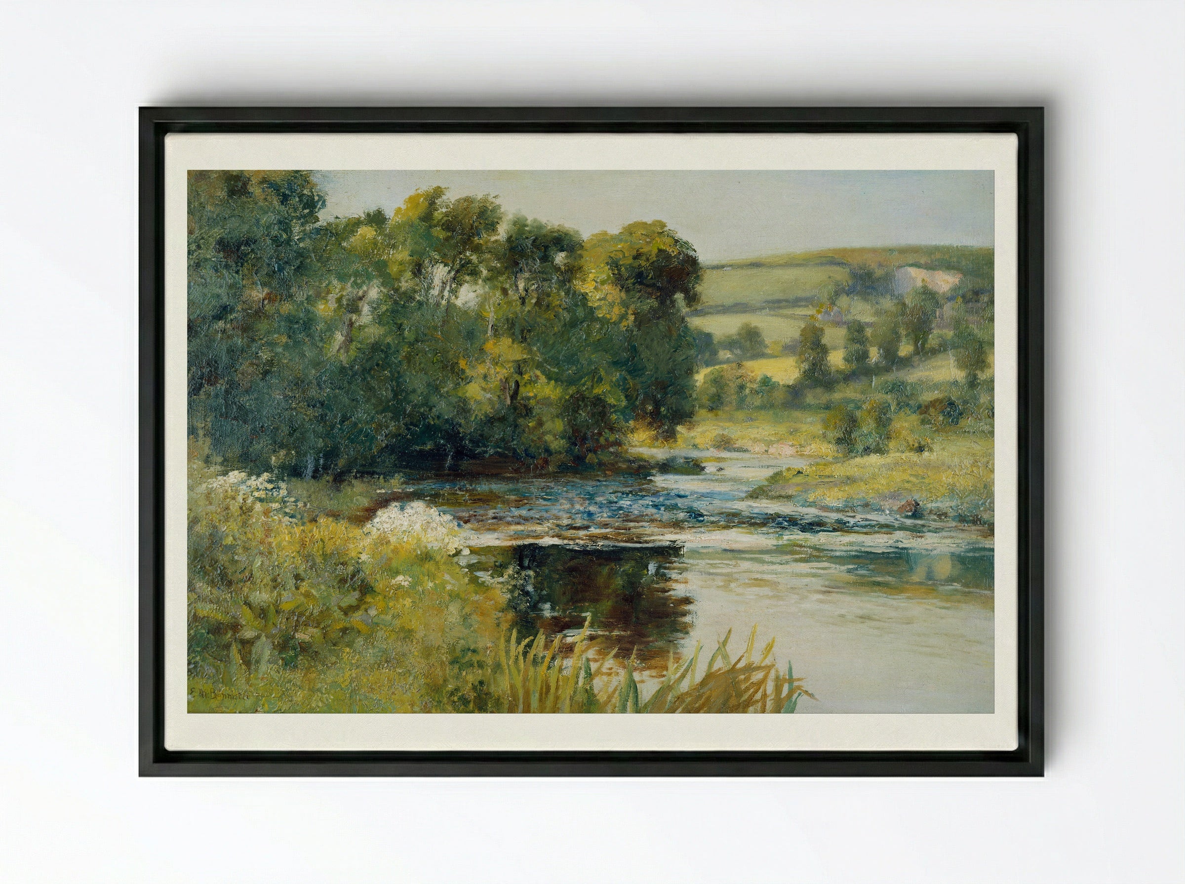 Streamside - Edward Mitchell Bannister - Framed Canvas Black