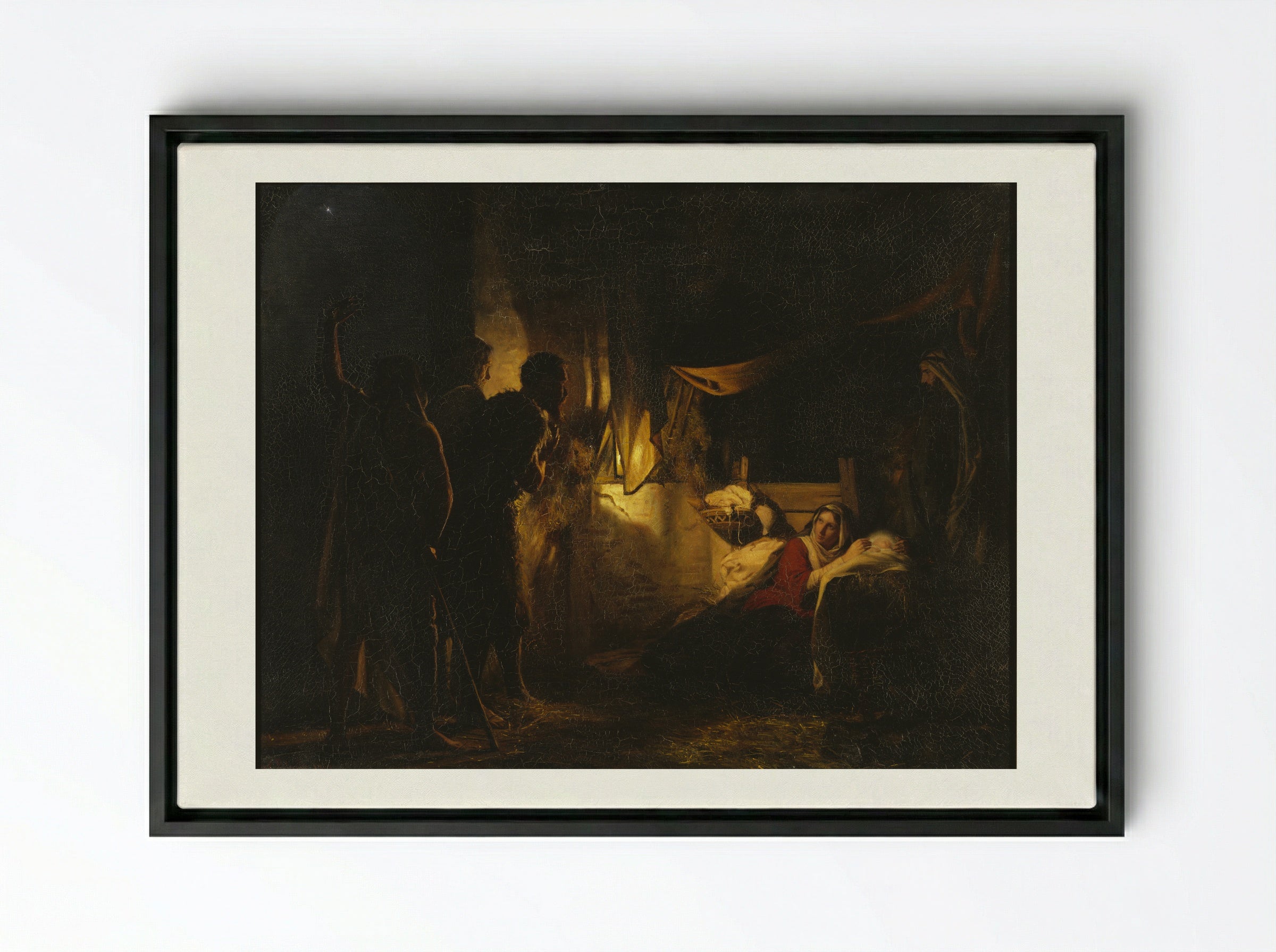 The Nativity - Carl Bloch - Framed Canvas Black