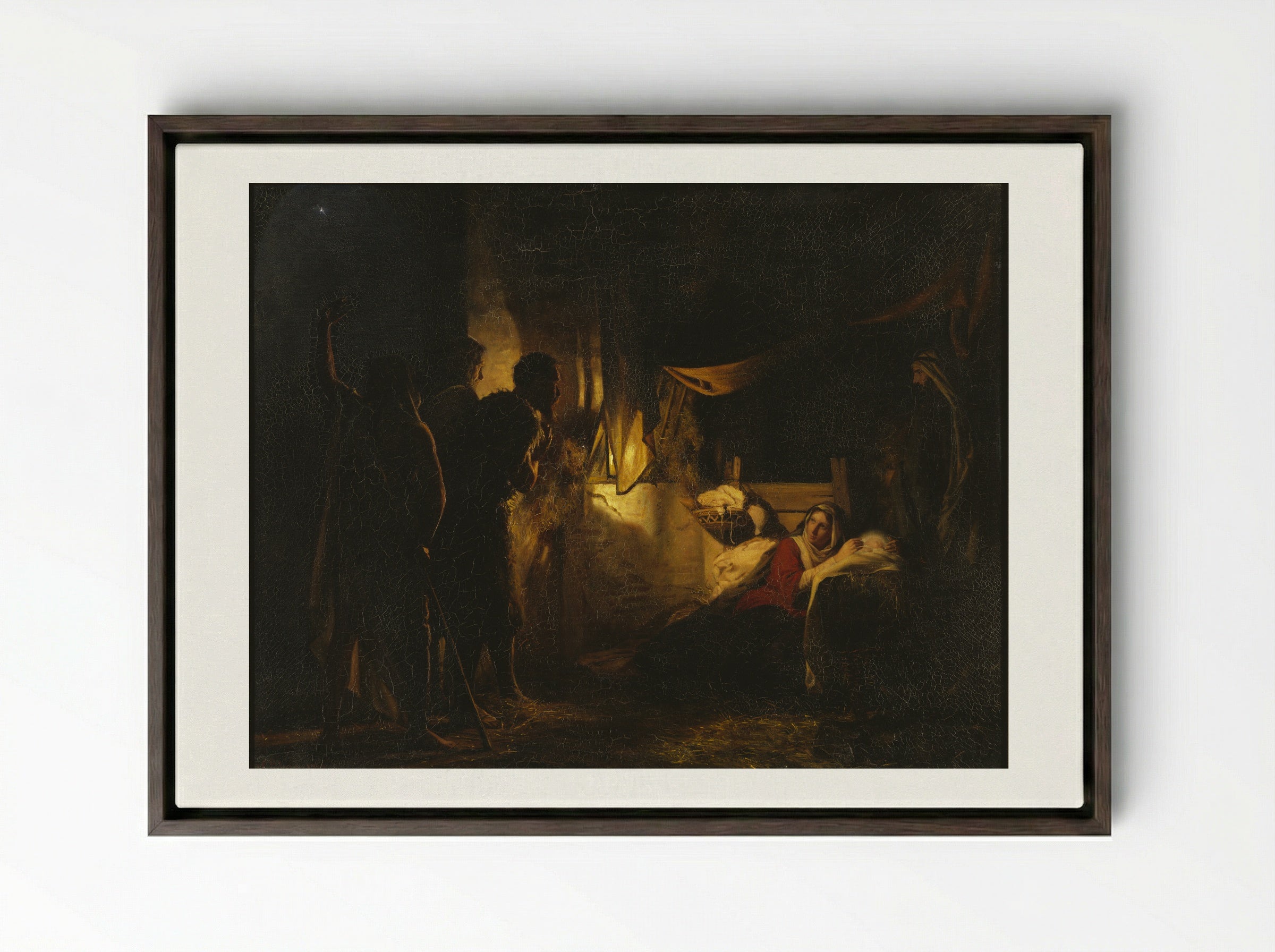 The Nativity - Carl Bloch - Framed Canvas Dark Wood