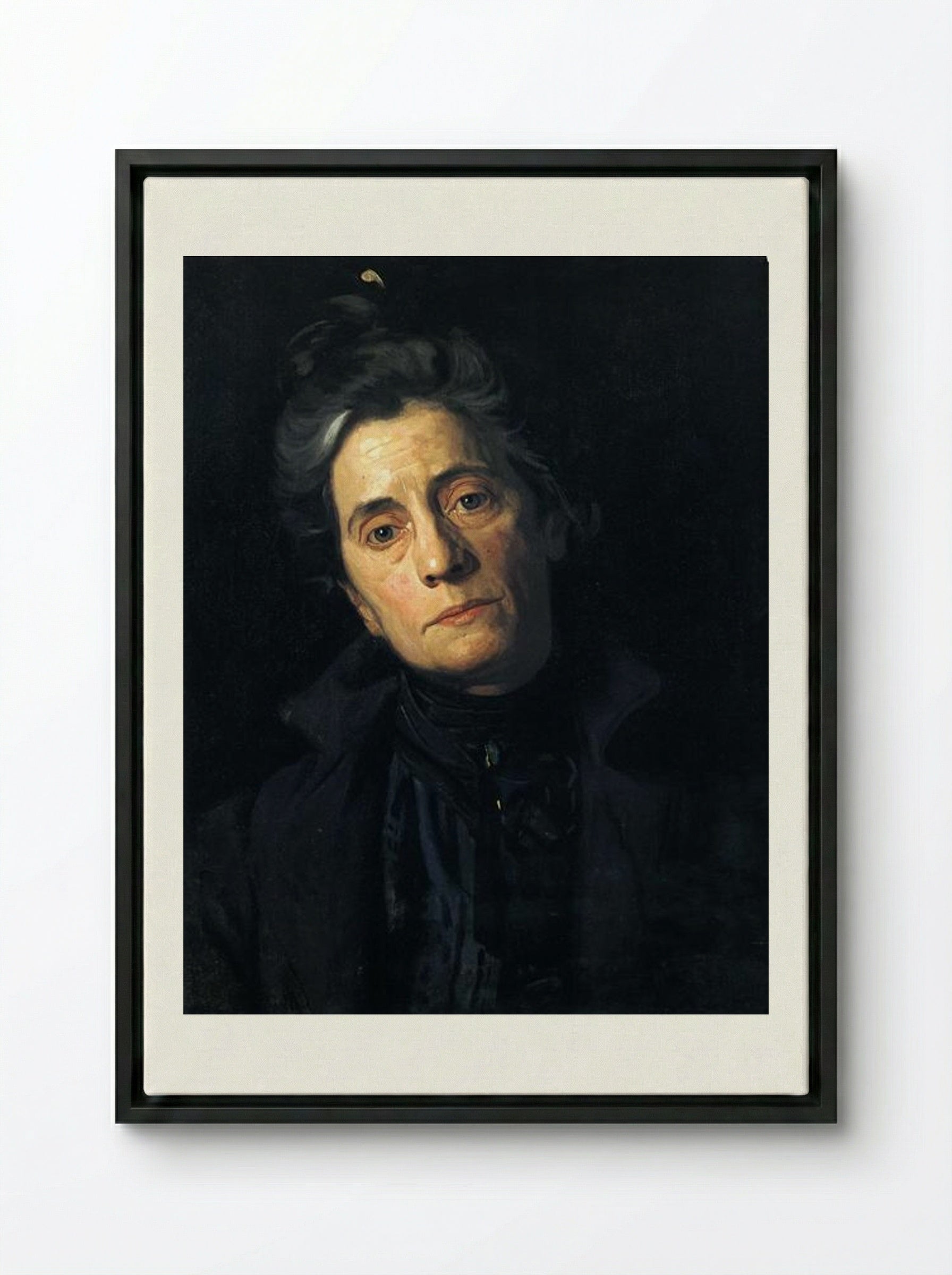 Portrait of Susan MacDowell Eakins - Thomas Eakins - Framed Canvas Black