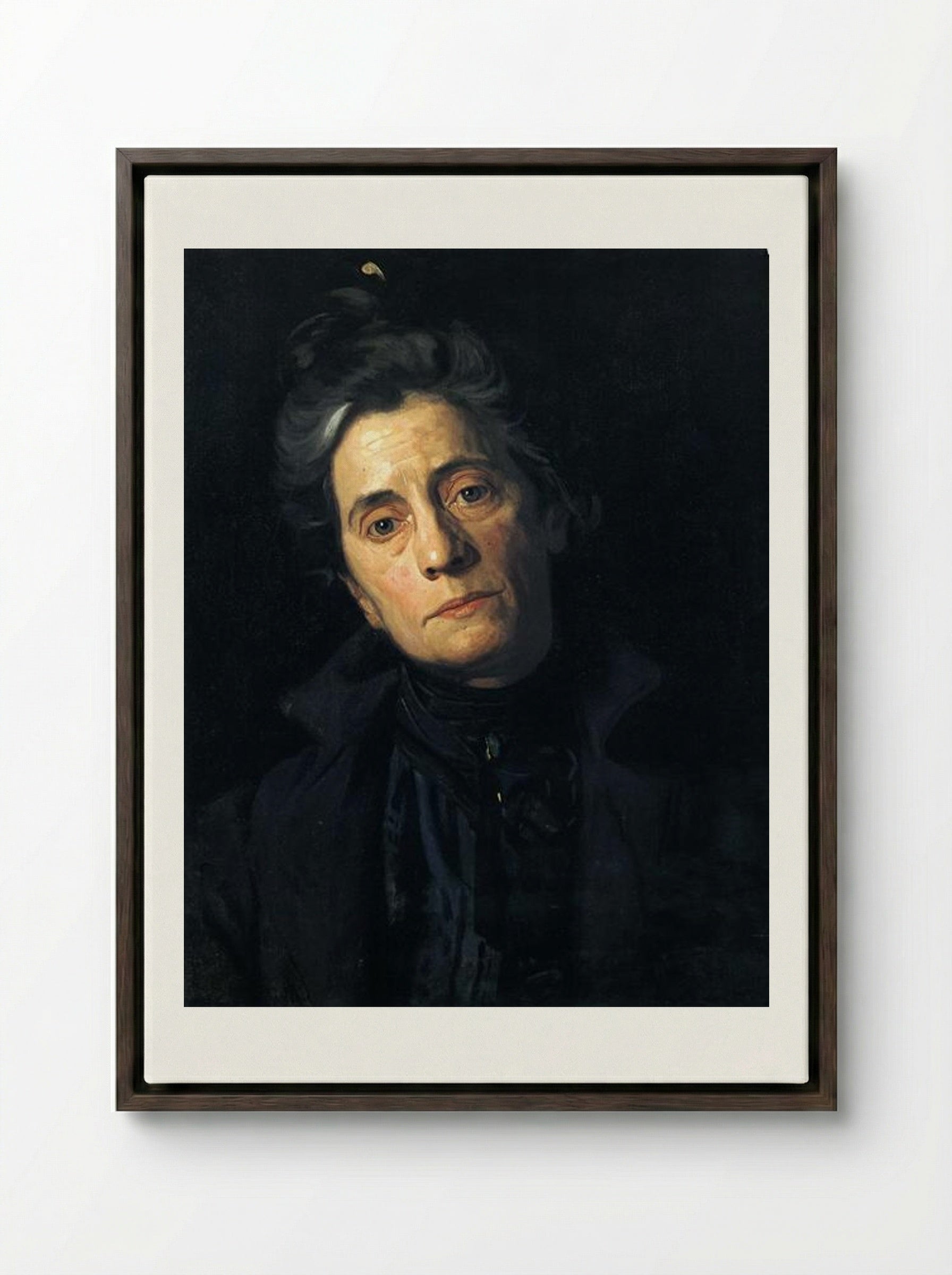 Portrait of Susan MacDowell Eakins - Thomas Eakins - Framed Canvas Dark Wood