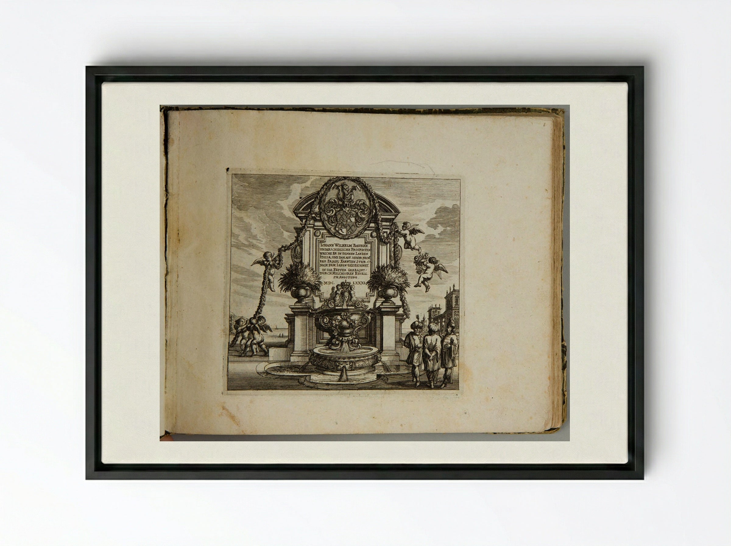Title Page from Album of Views after Johann Wilhelm Baur - Melchior Küsel - Framed Canvas Black