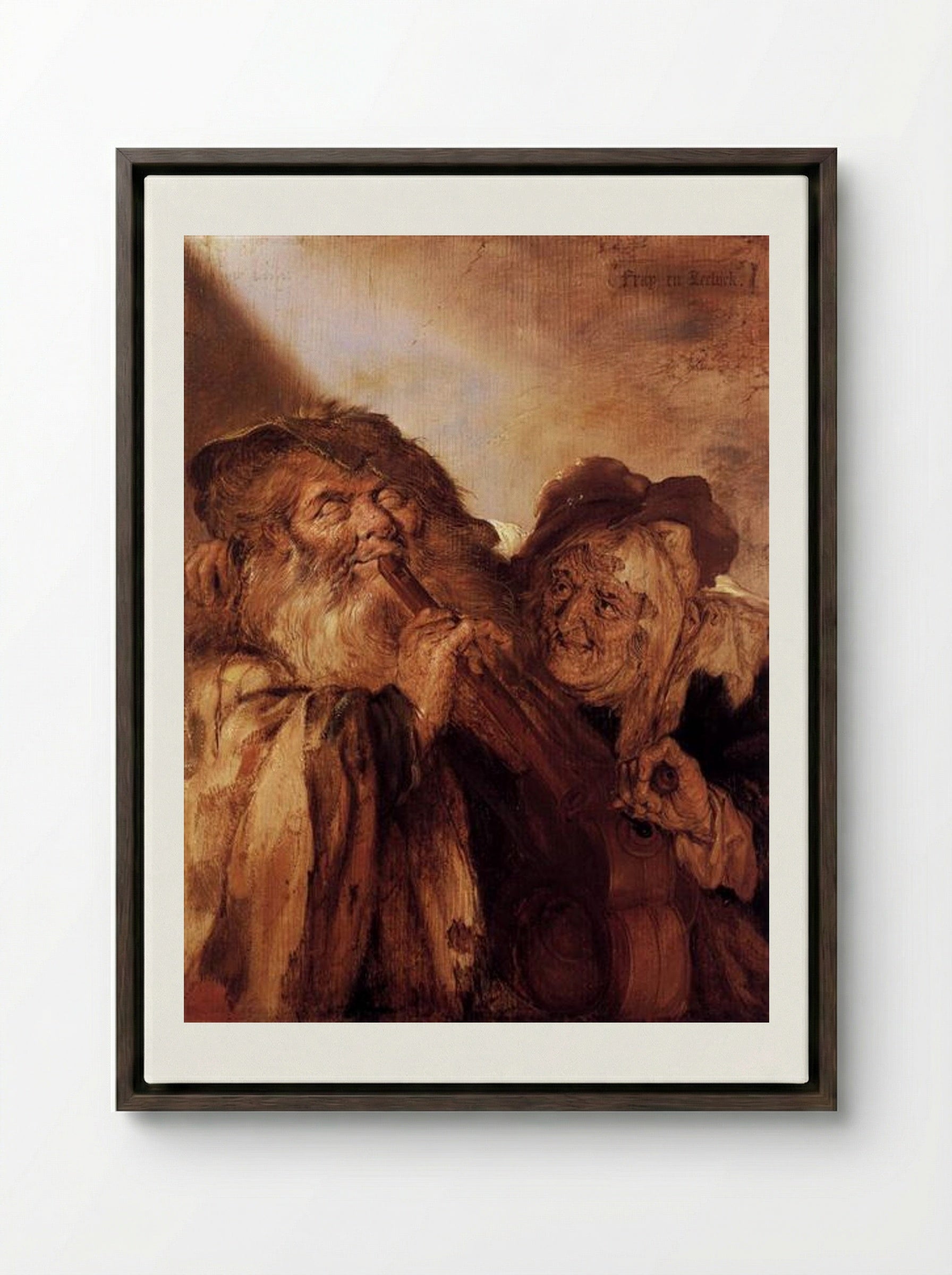 Beautiful and Ugly - Adriaen van de Venne - Framed Canvas Dark Wood