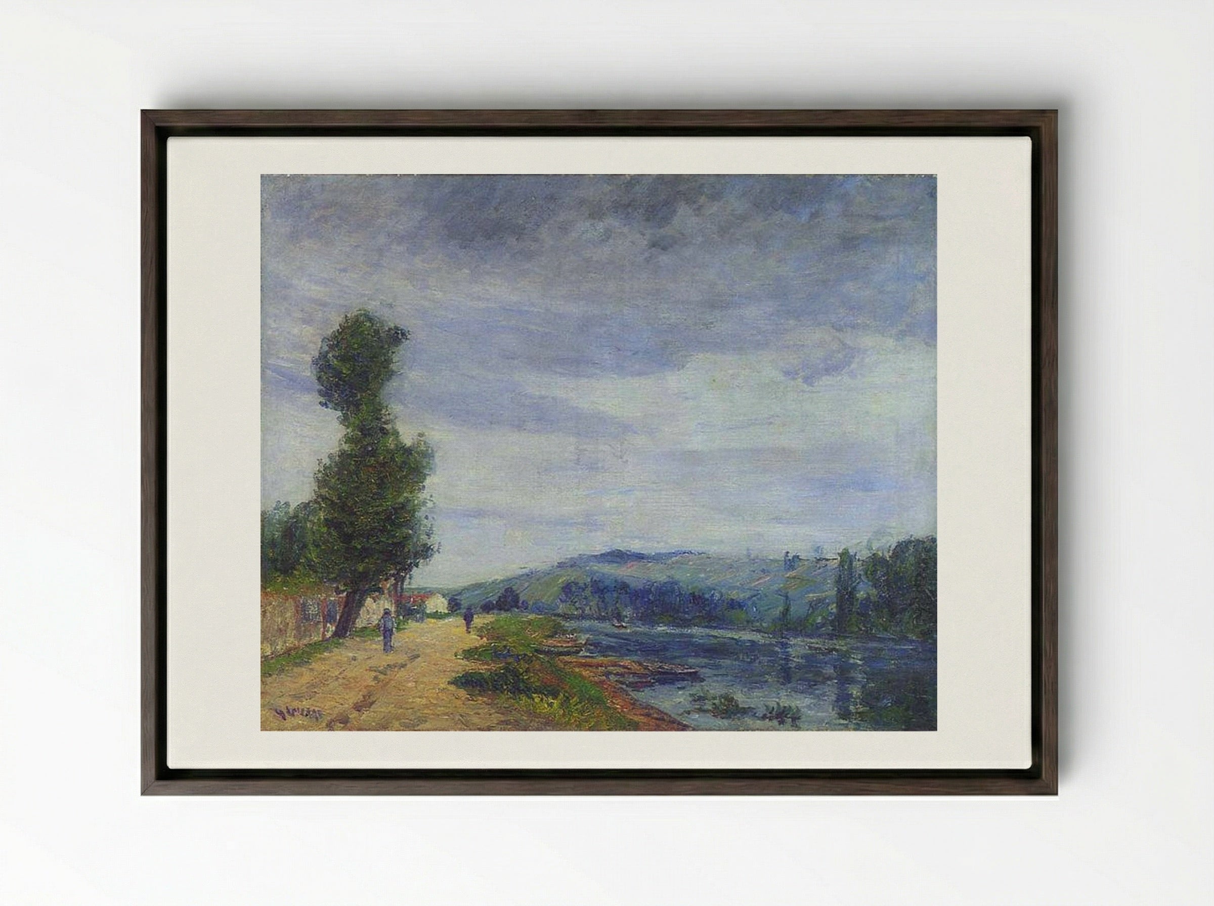 By the Seine, Stormy Weather - Gustave Loiseau - Framed Canvas Dark Wood