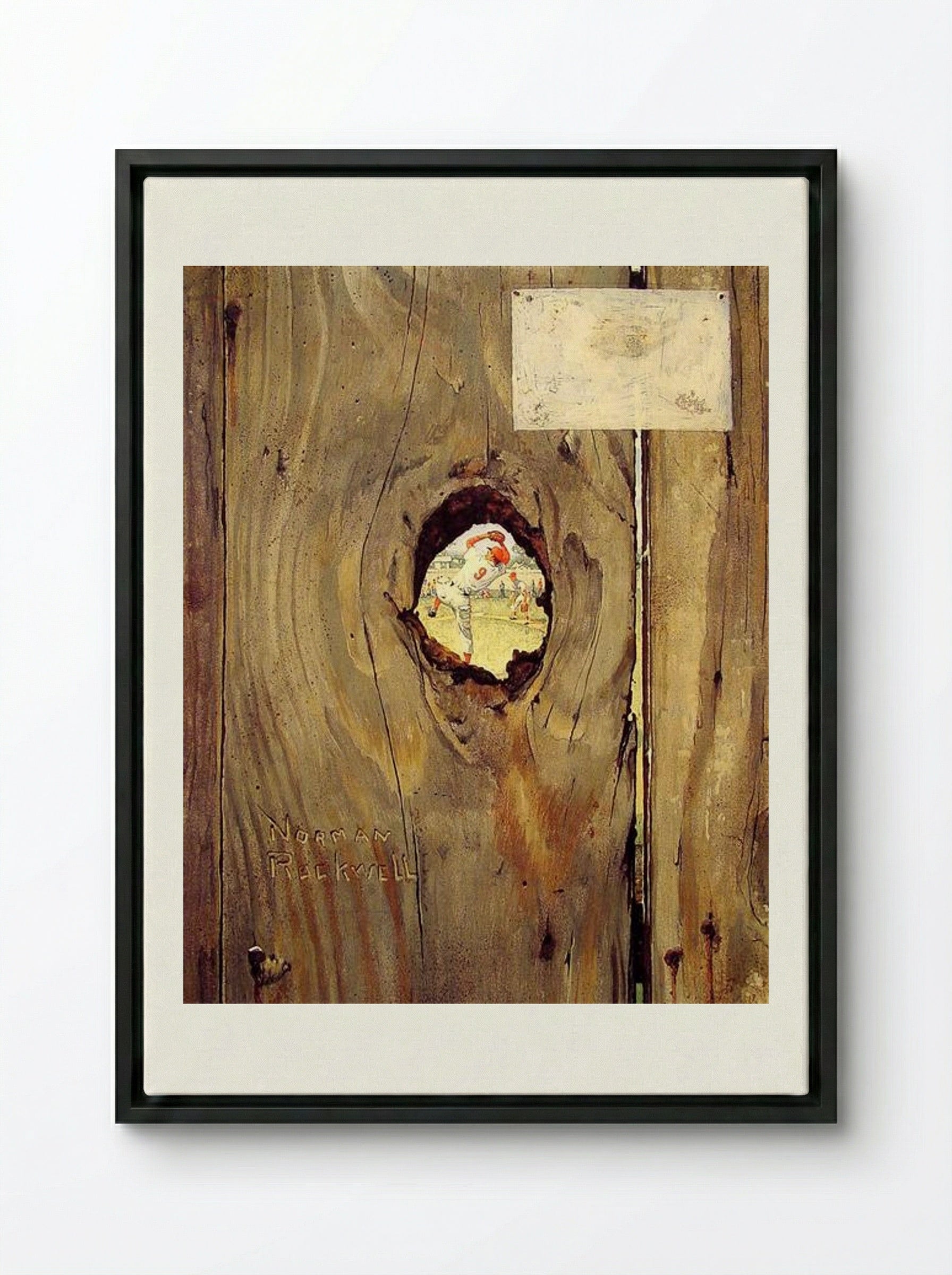 The Peephole - Norman Rockwell - Framed Canvas Black