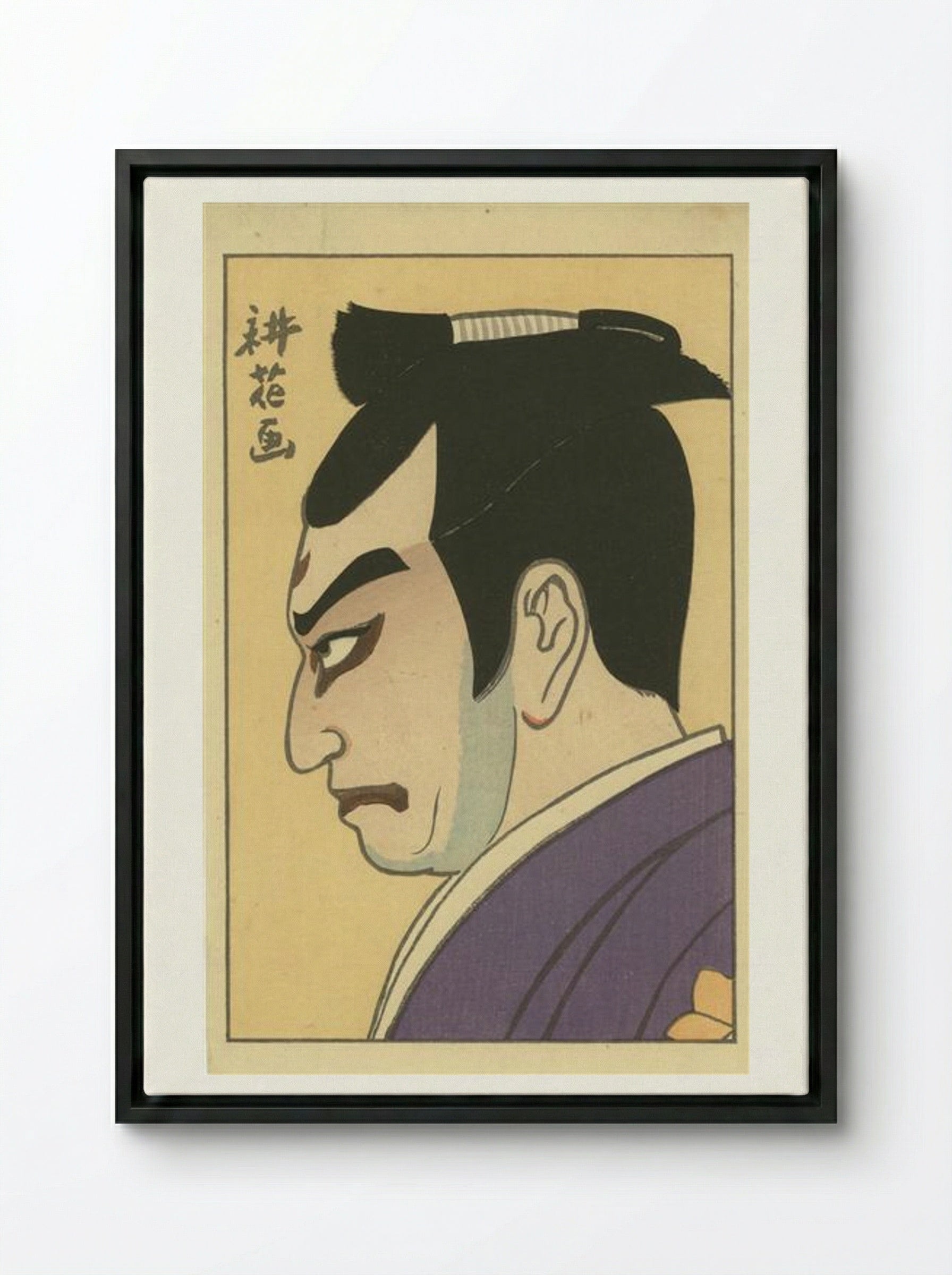 Kōshirō in the role of Mitsuhide - Yamamura Toyonari - Framed Canvas Black