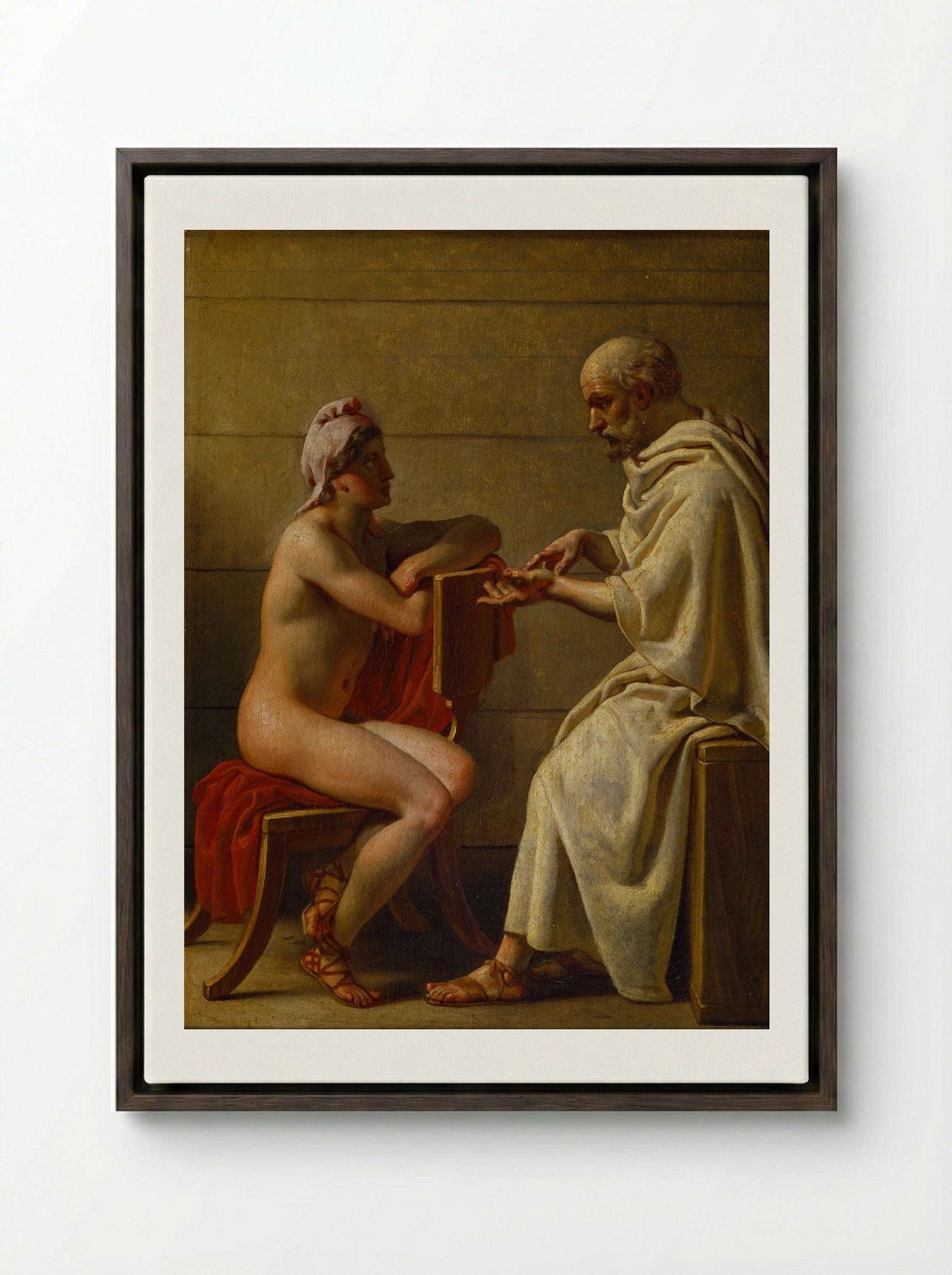 Socrates and Alcibiades - Christoffer Wilhelm Eckersberg - Framed Canvas Dark Wood