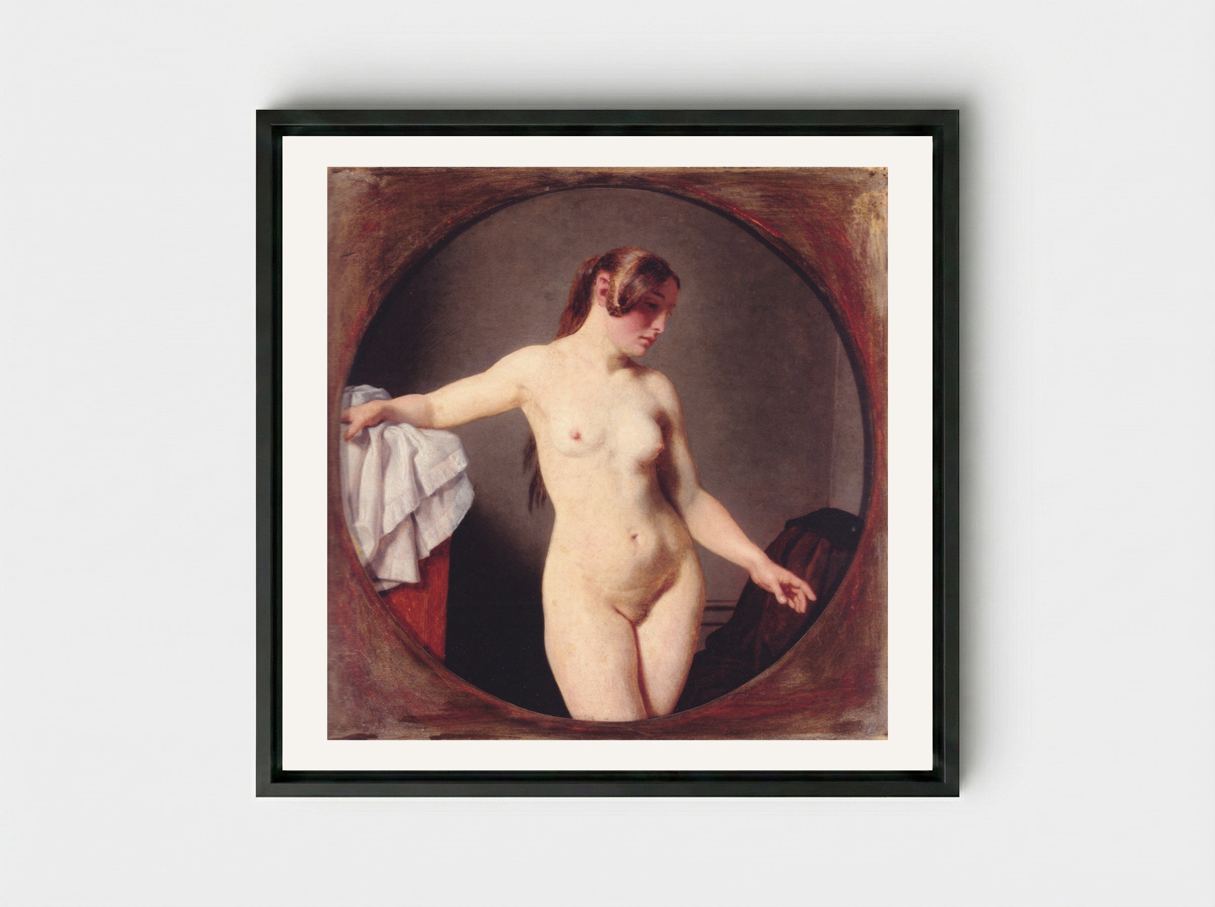 Female Model, Florentine - Christoffer Wilhelm Eckersberg - Framed Canvas Black