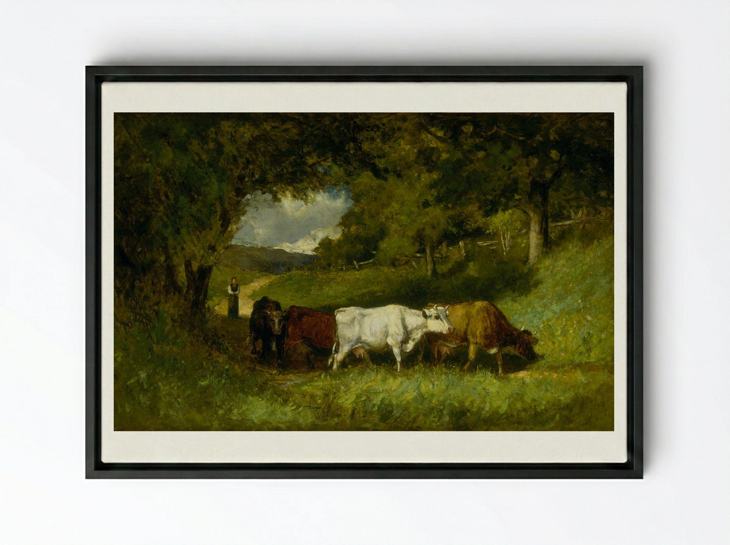 Driving Home the Cows - Edward Mitchell Bannister - Framed Canvas Black