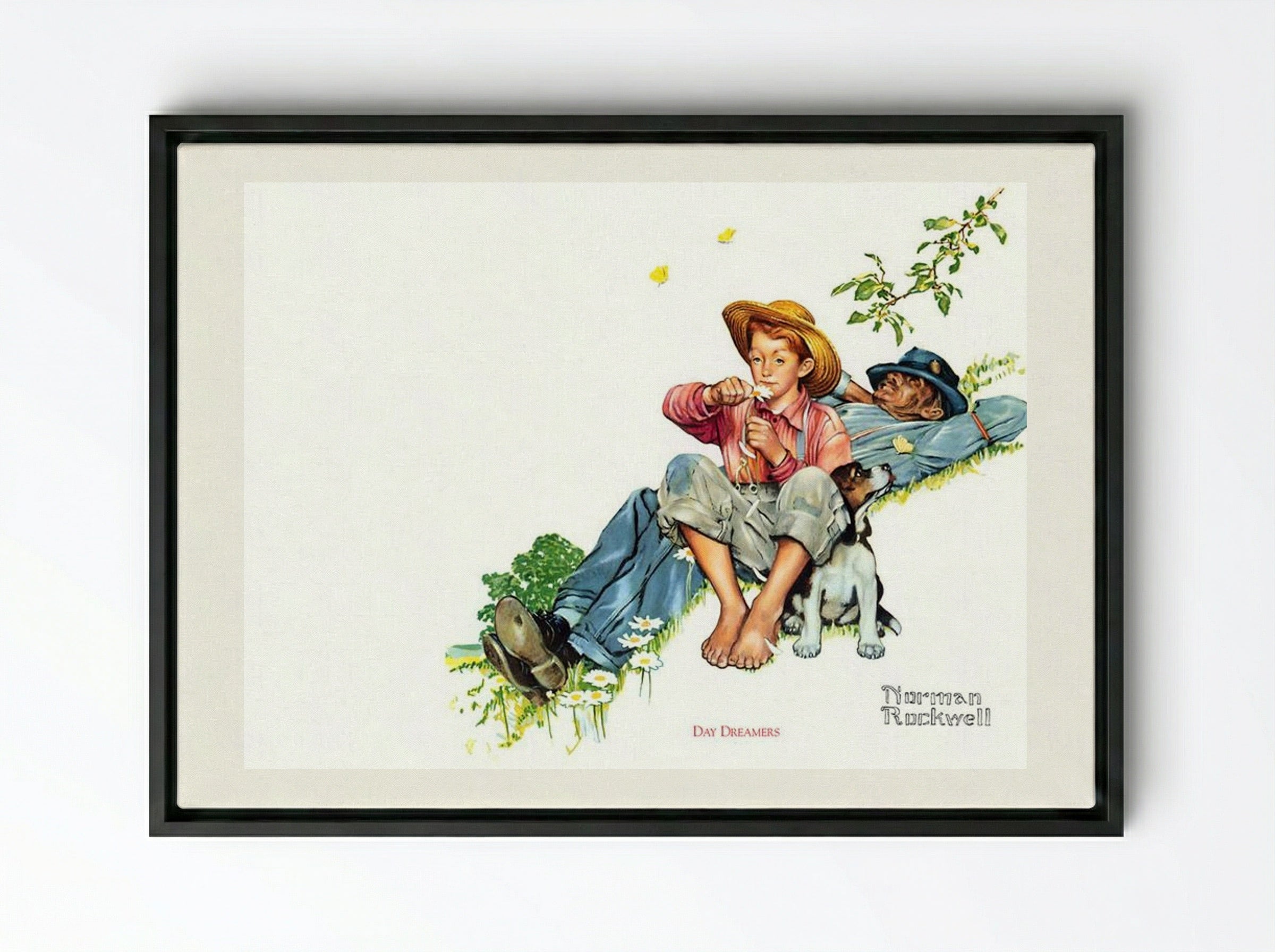 Day Dreamers - Norman Rockwell - Framed Canvas Black