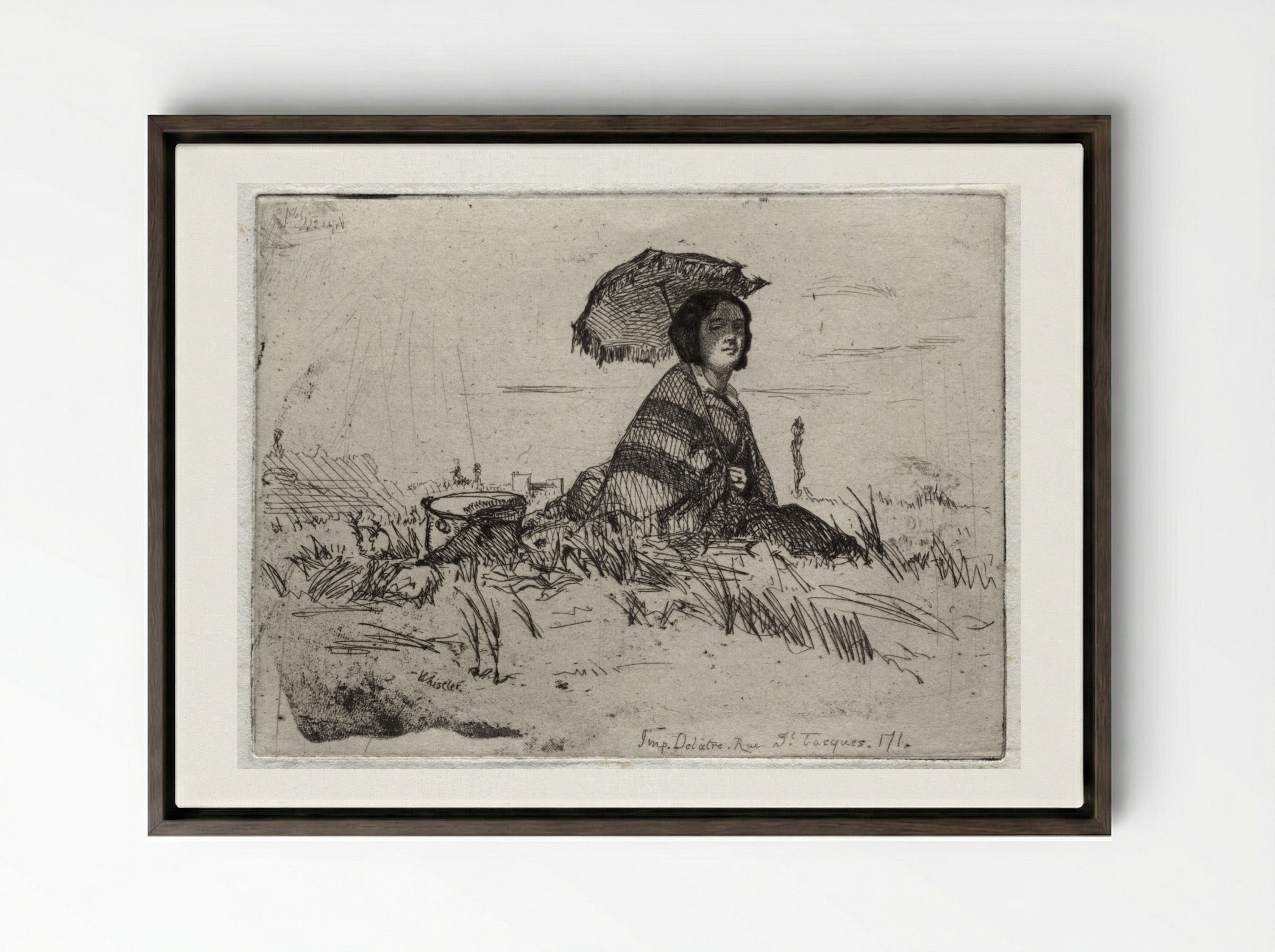 En Plein Soleil - James McNeill Whistler - Framed Canvas Dark Wood