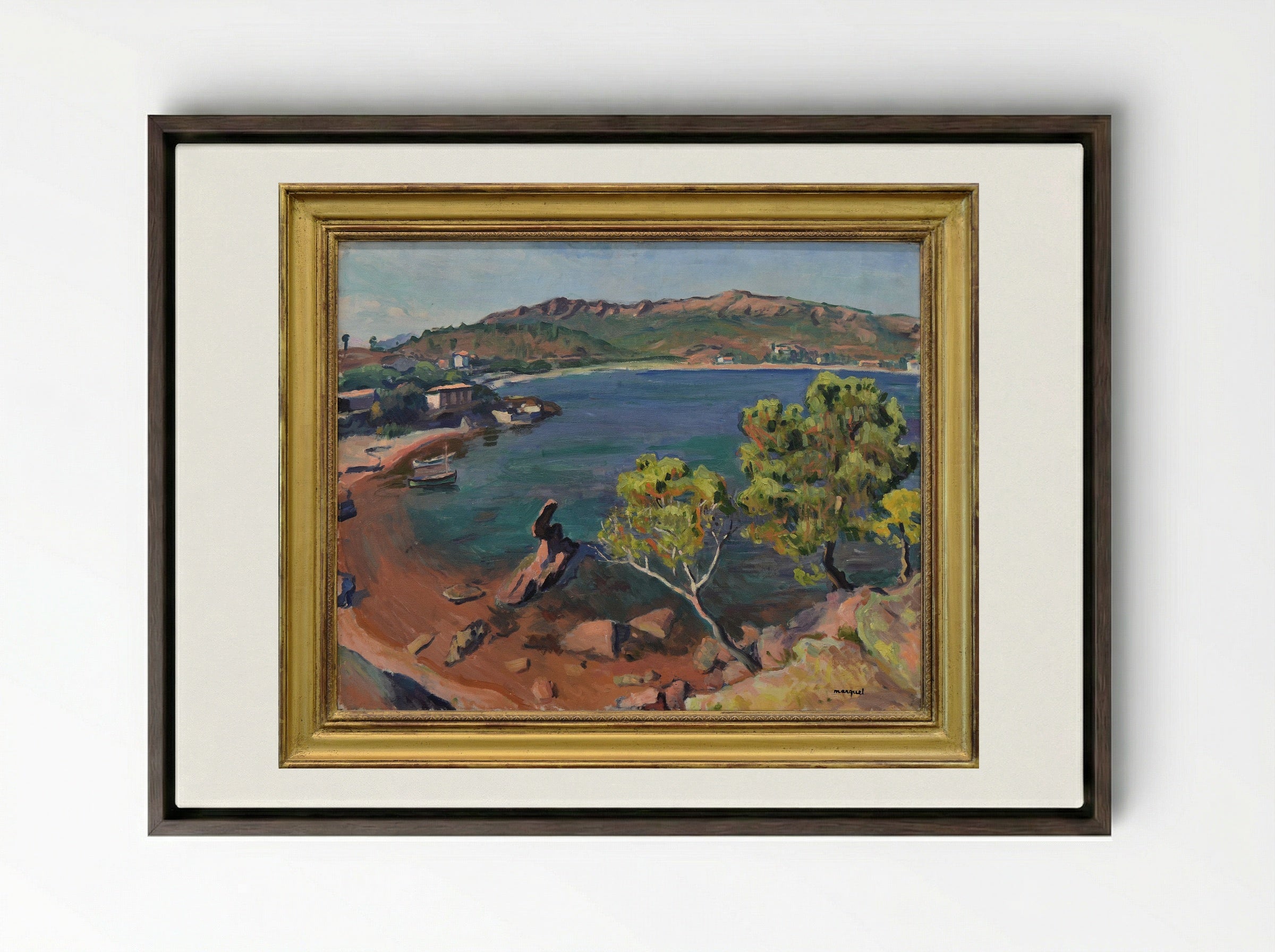 View of Agay - Albert Marquet - Framed Canvas Dark Wood