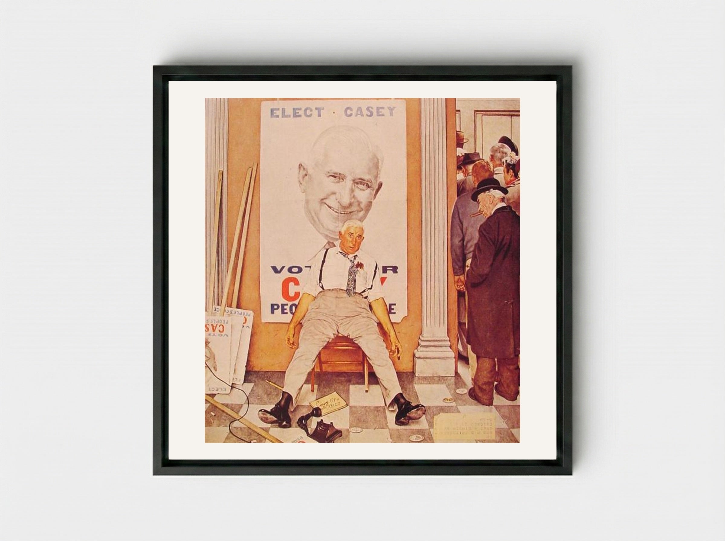Before and After - Norman Rockwell - Framed Canvas Black