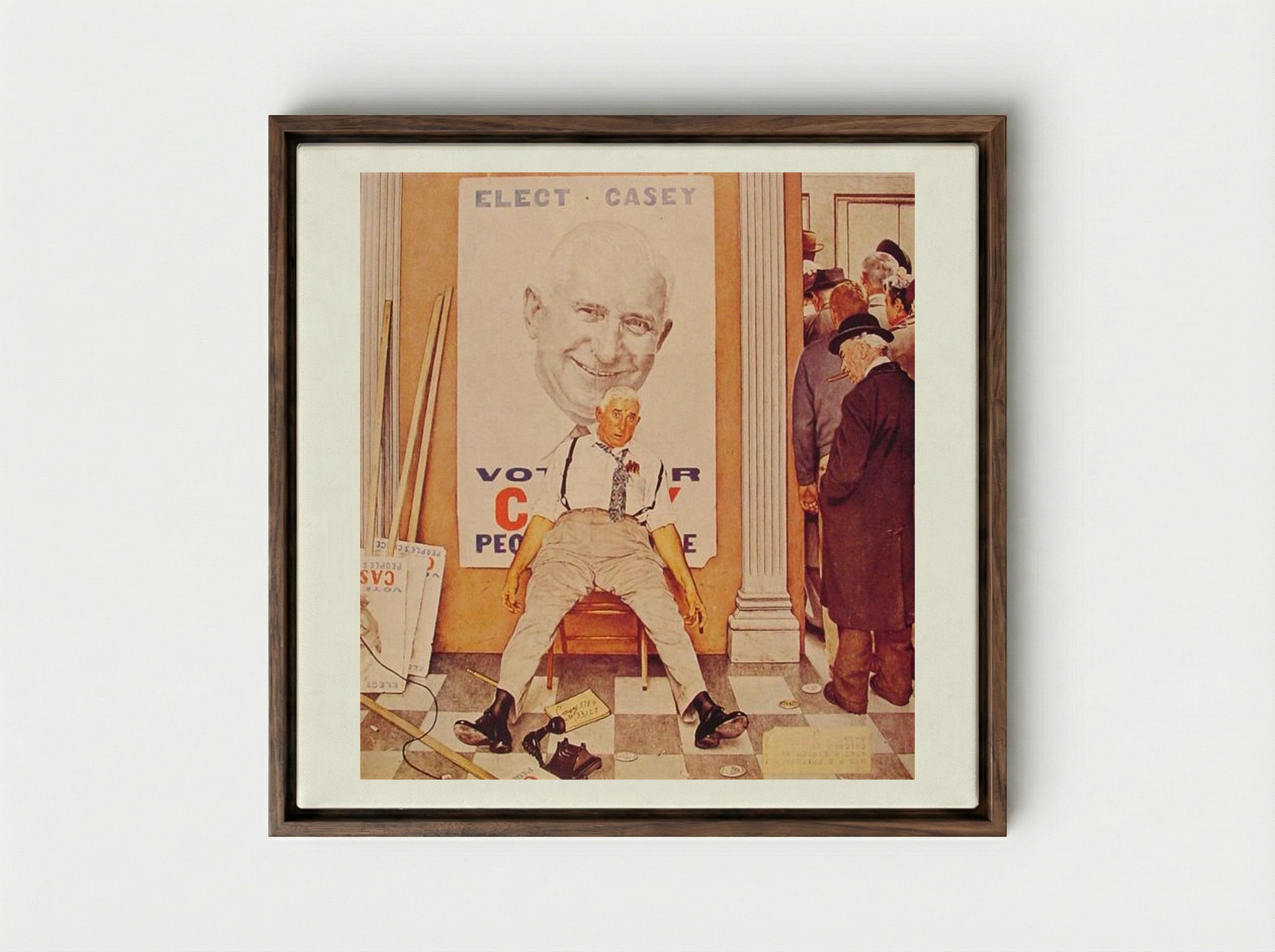 Before and After - Norman Rockwell - Framed Canvas Dark Wood