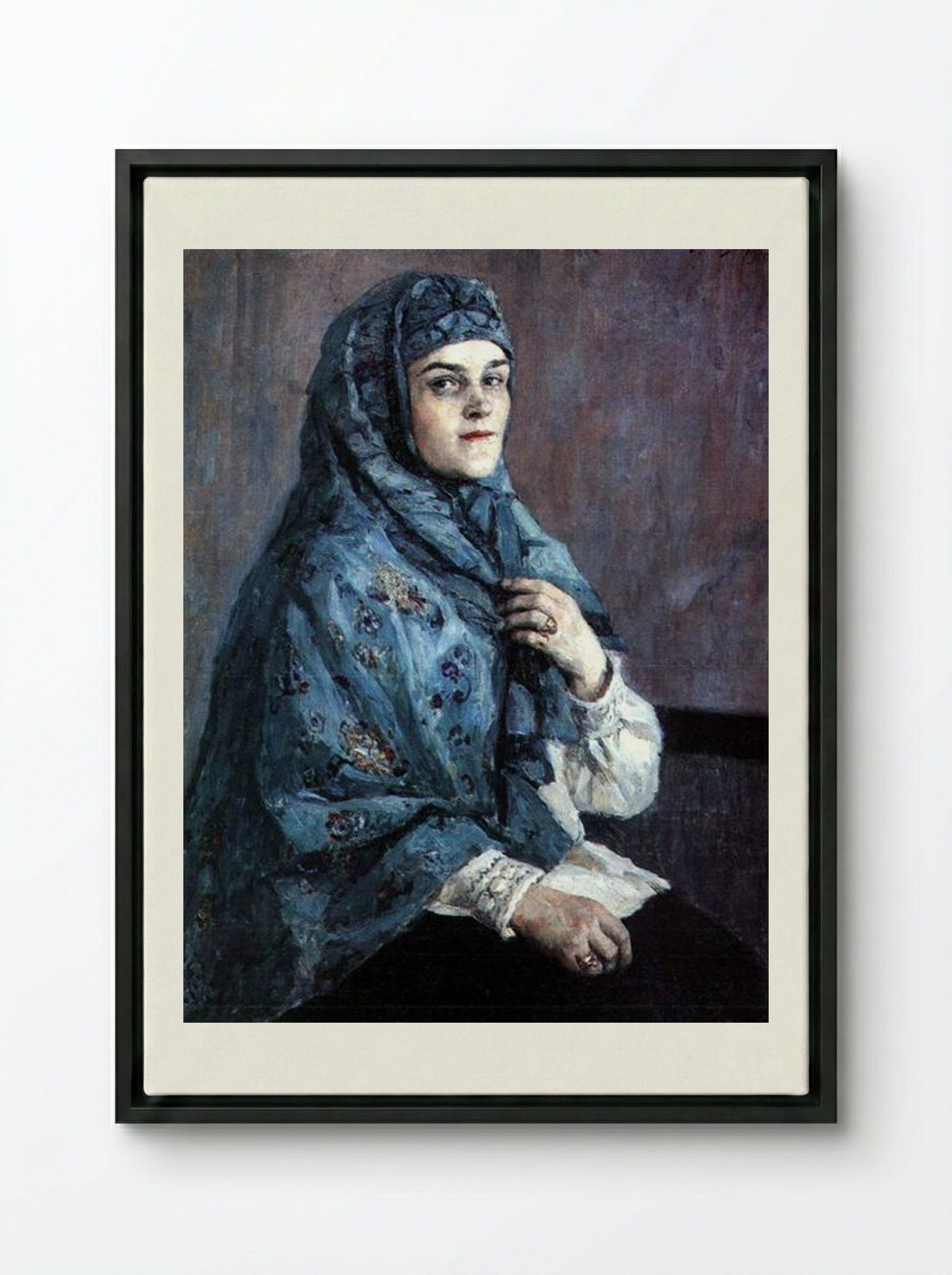 Portrait of Princess P. I. Shcherbatova - Vasily Surikov - Framed Canvas Black