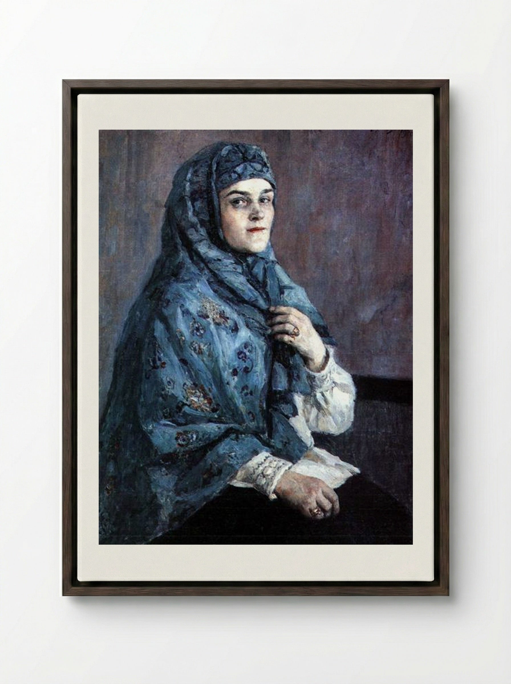 Portrait of Princess P. I. Shcherbatova - Vasily Surikov - Framed Canvas Dark Wood