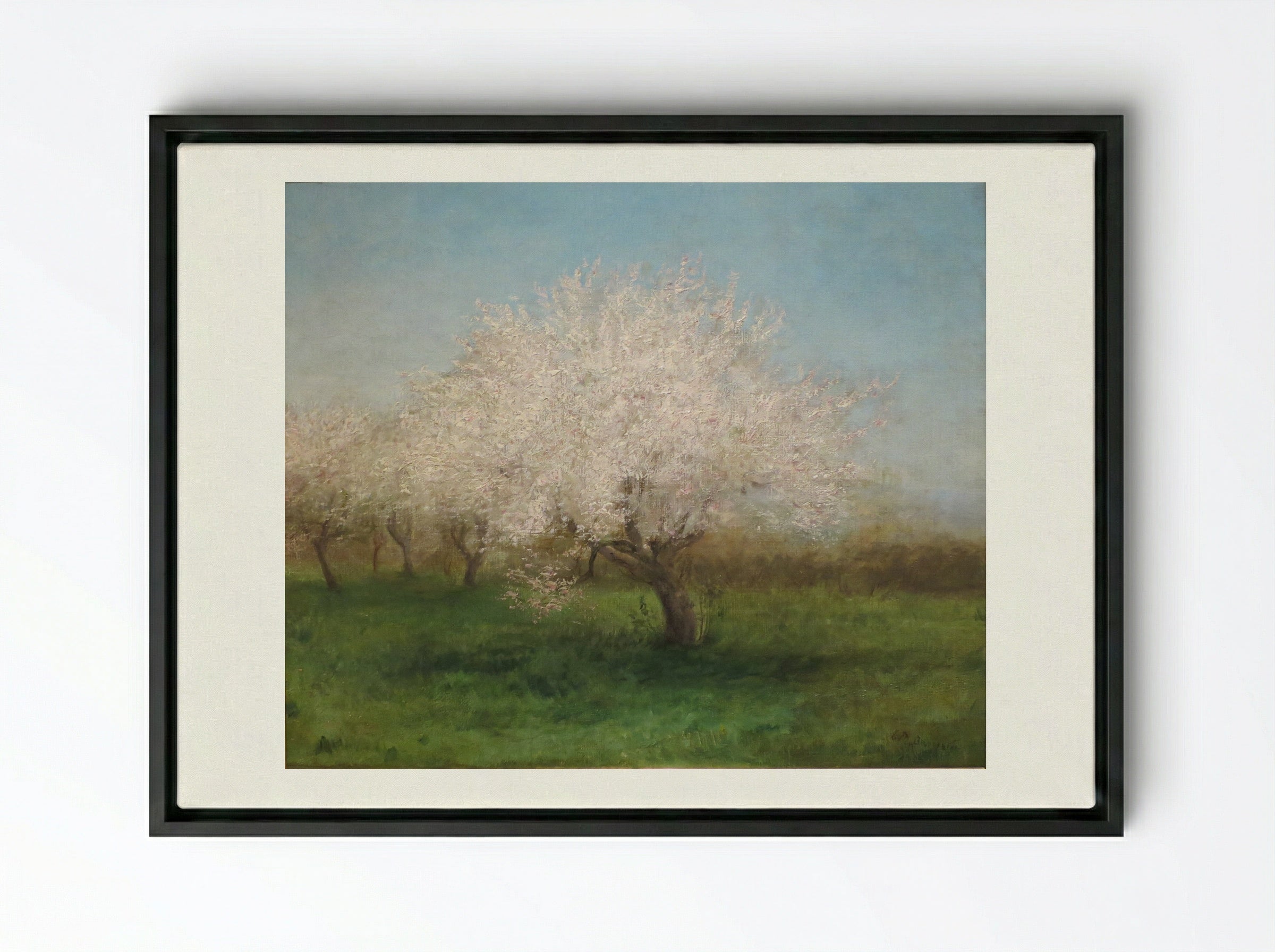 Apple Trees in a Meadow - Edward Mitchell Bannister - Framed Canvas Black