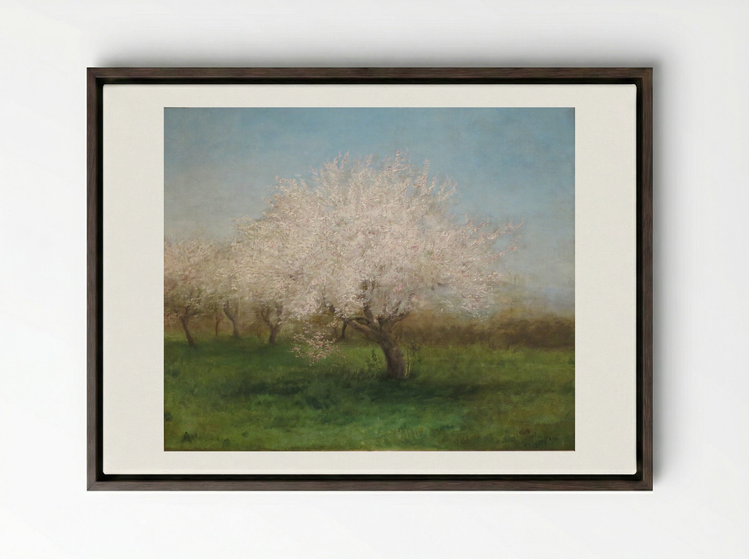 Apple Trees in a Meadow - Edward Mitchell Bannister - Framed Canvas Dark Wood