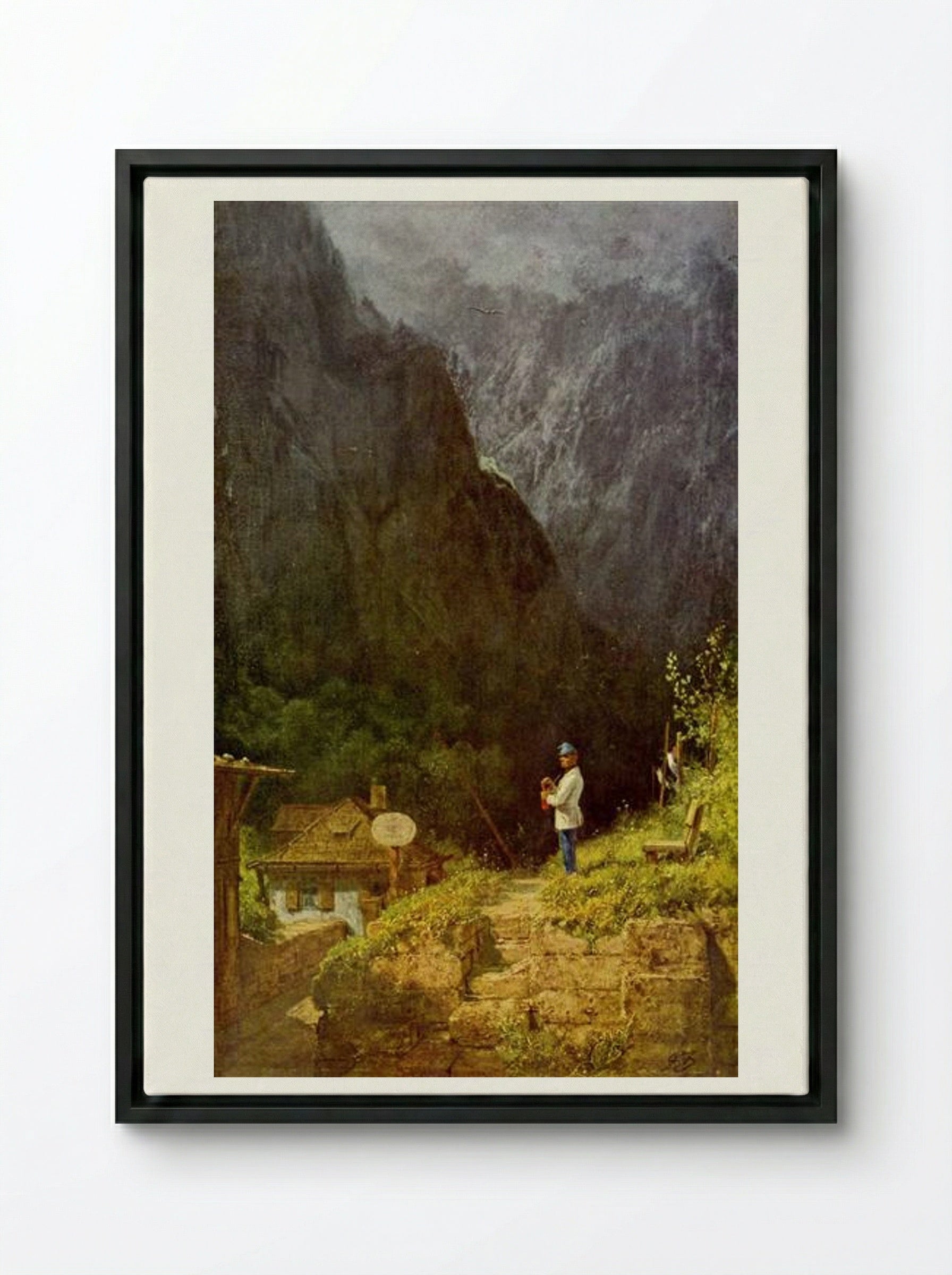 Tyrolean Toll House - Carl Spitzweg - Framed Canvas Black