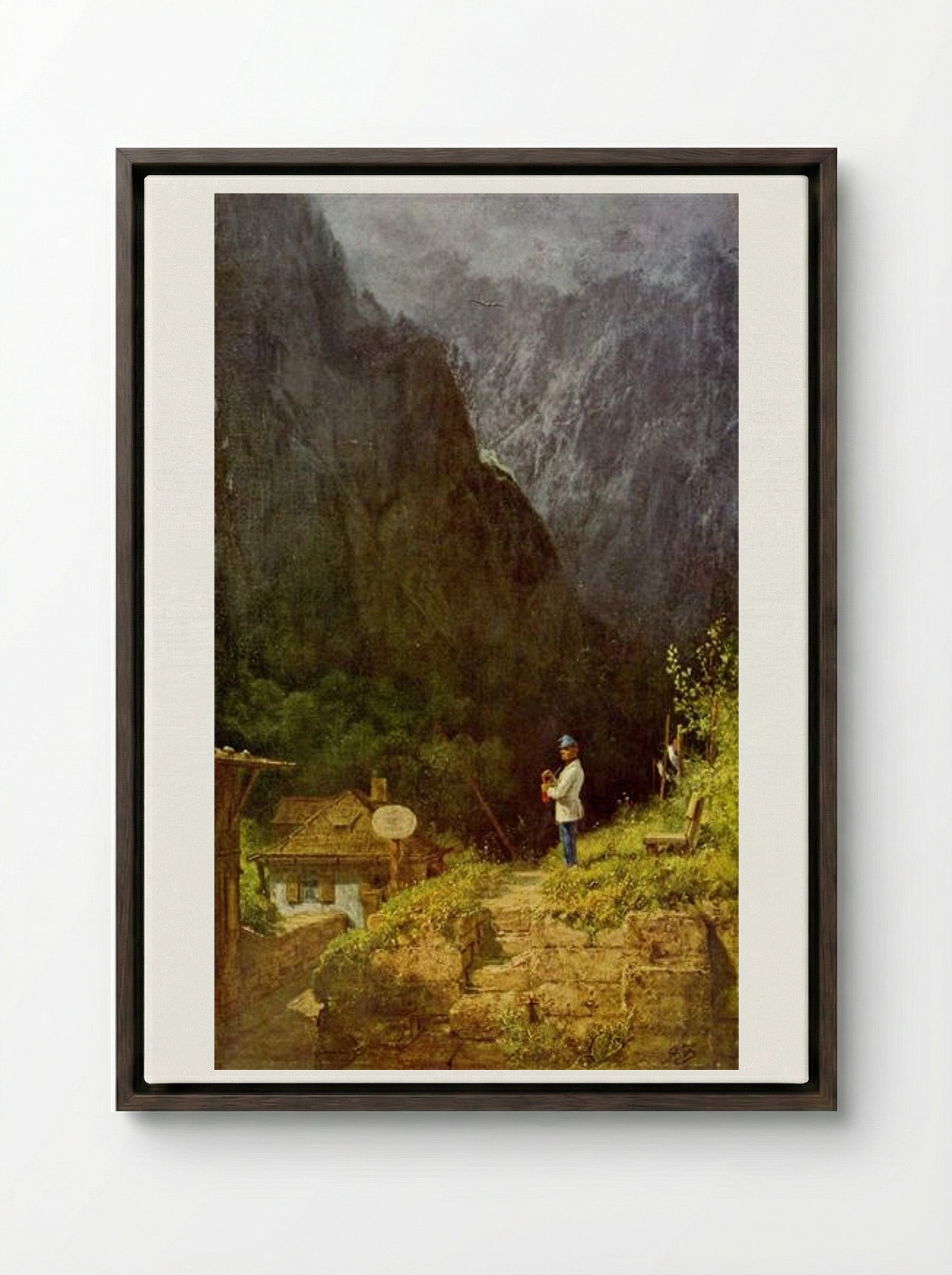 Tyrolean Toll House - Carl Spitzweg - Framed Canvas Dark Wood