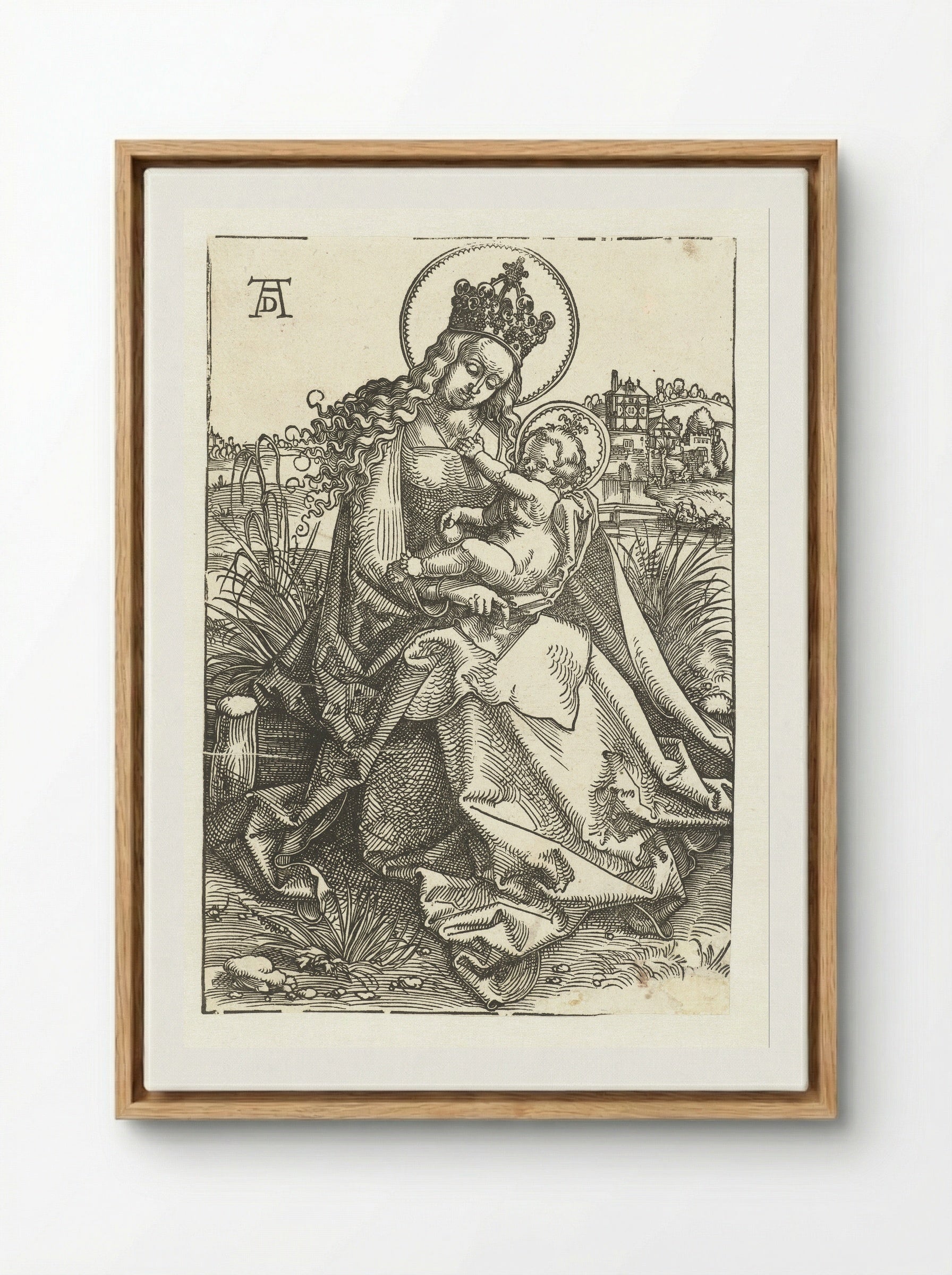 Virgin and Child in a Landscape - Hans Baldung Grien - Framed Canvas Wood