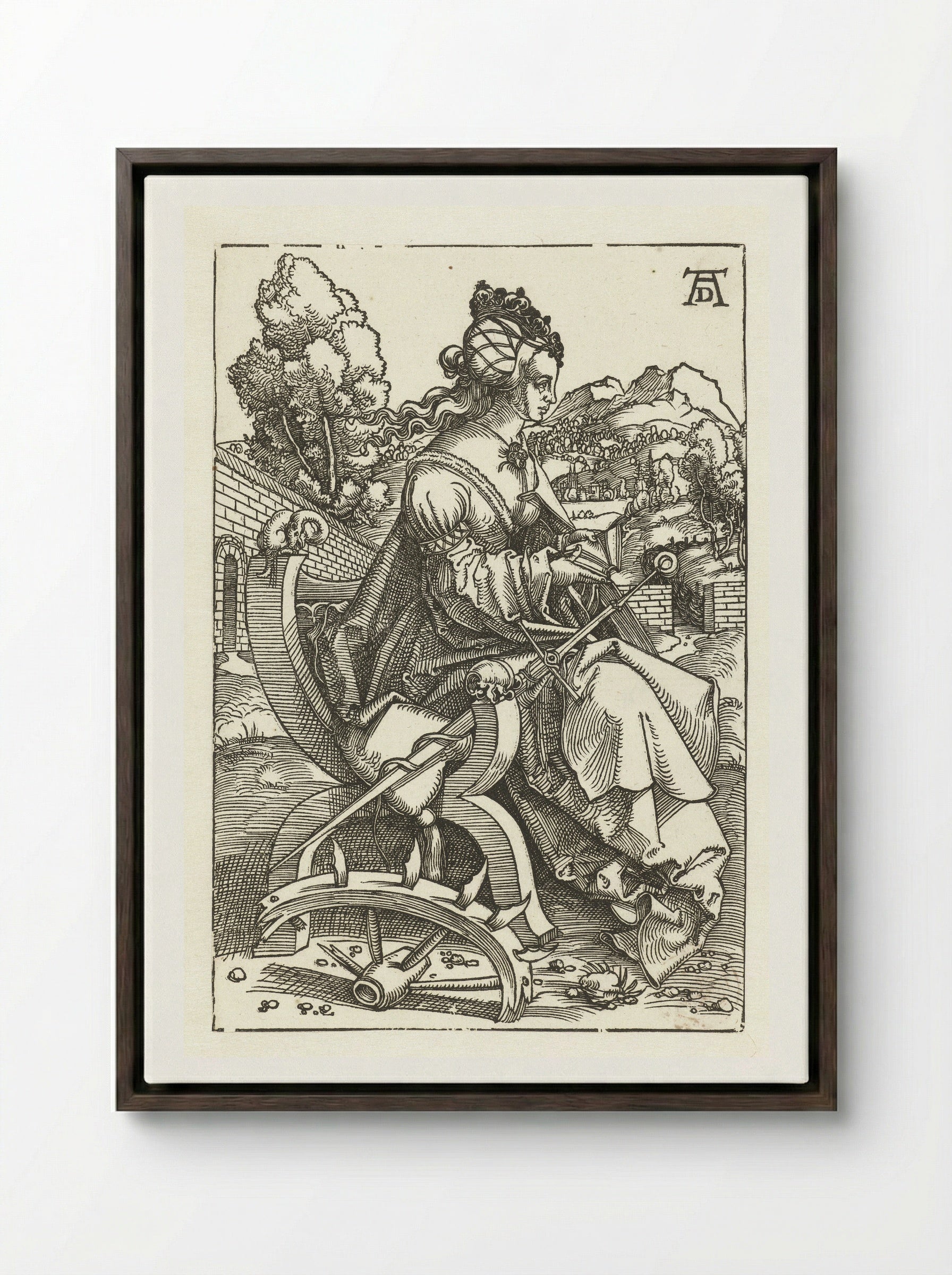 Saint Catherine - Albrecht Dürer - Framed Canvas Dark Wood