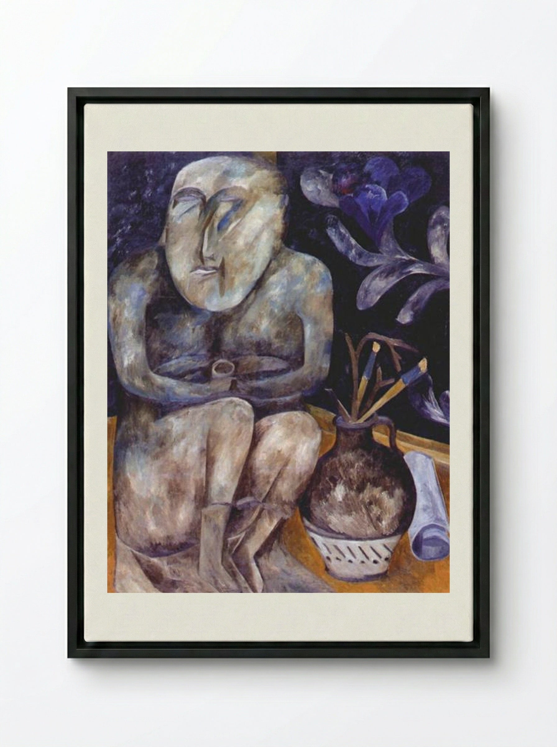 Stone Maiden (Still Life) - Natalia Goncharova - Framed Canvas Black