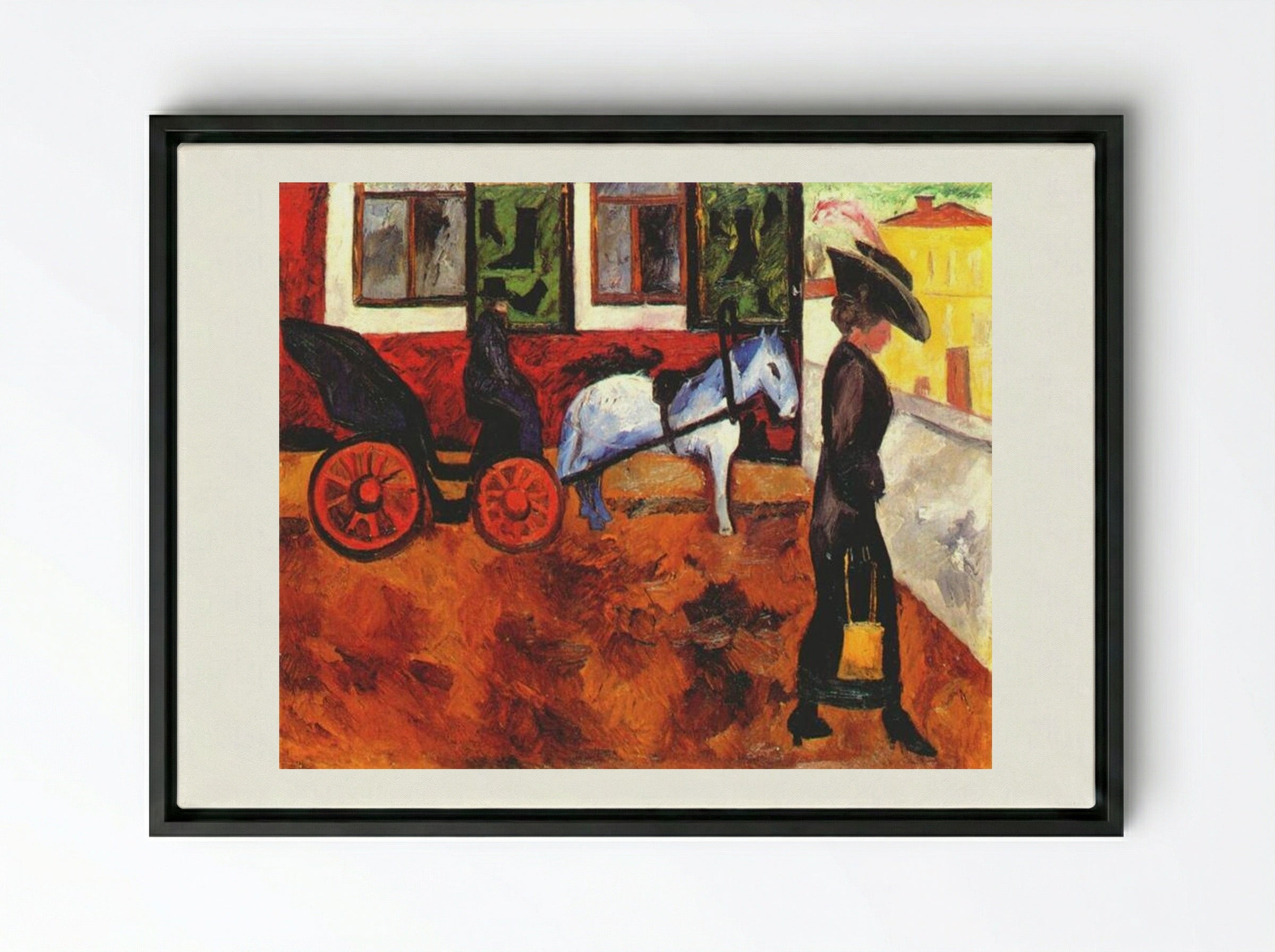 Moscow Street - Natalia Goncharova - Framed Canvas Black
