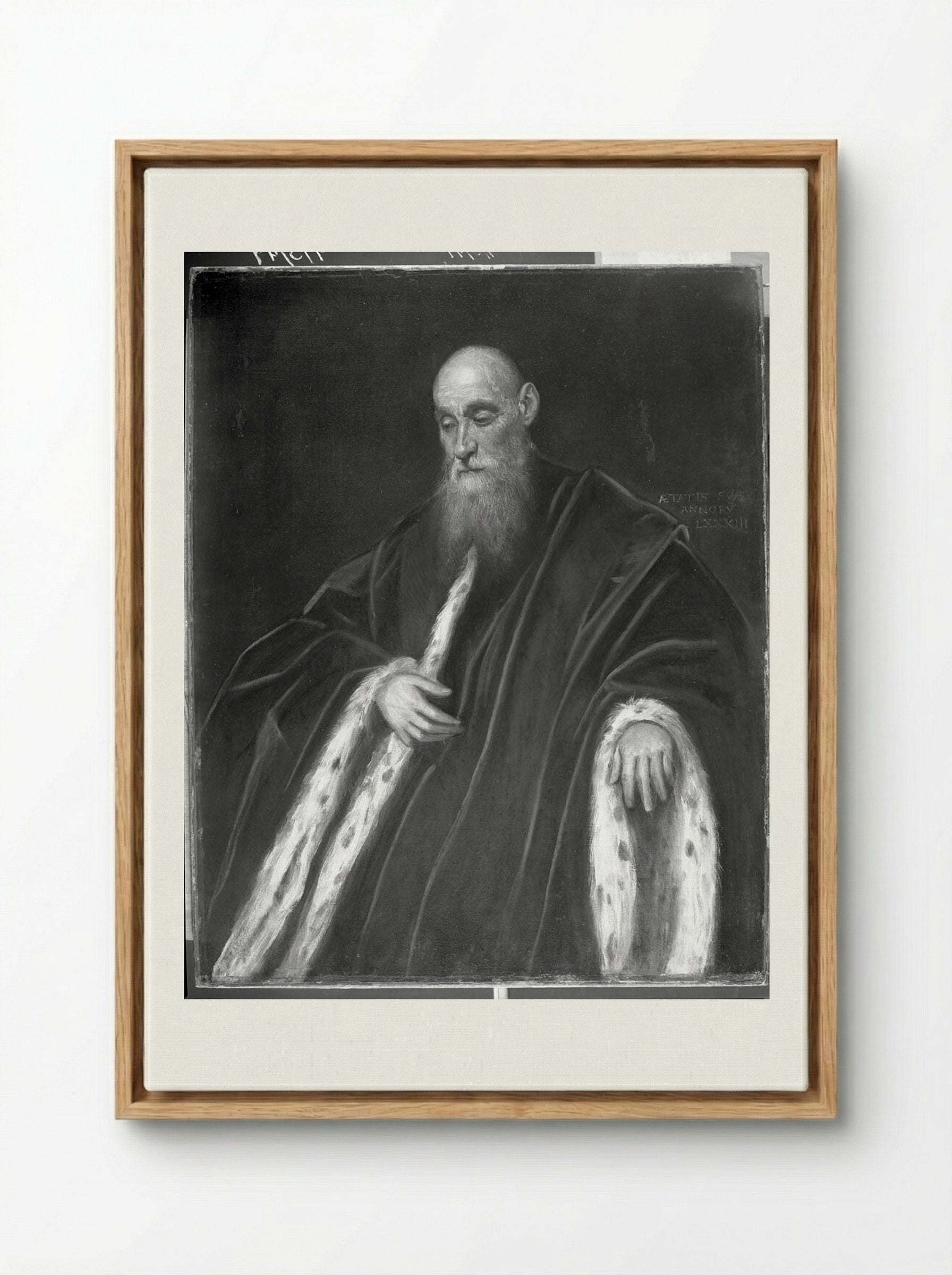 Portrait of a Venetian Senator - Domenico Tintoretto - Framed Canvas Wood