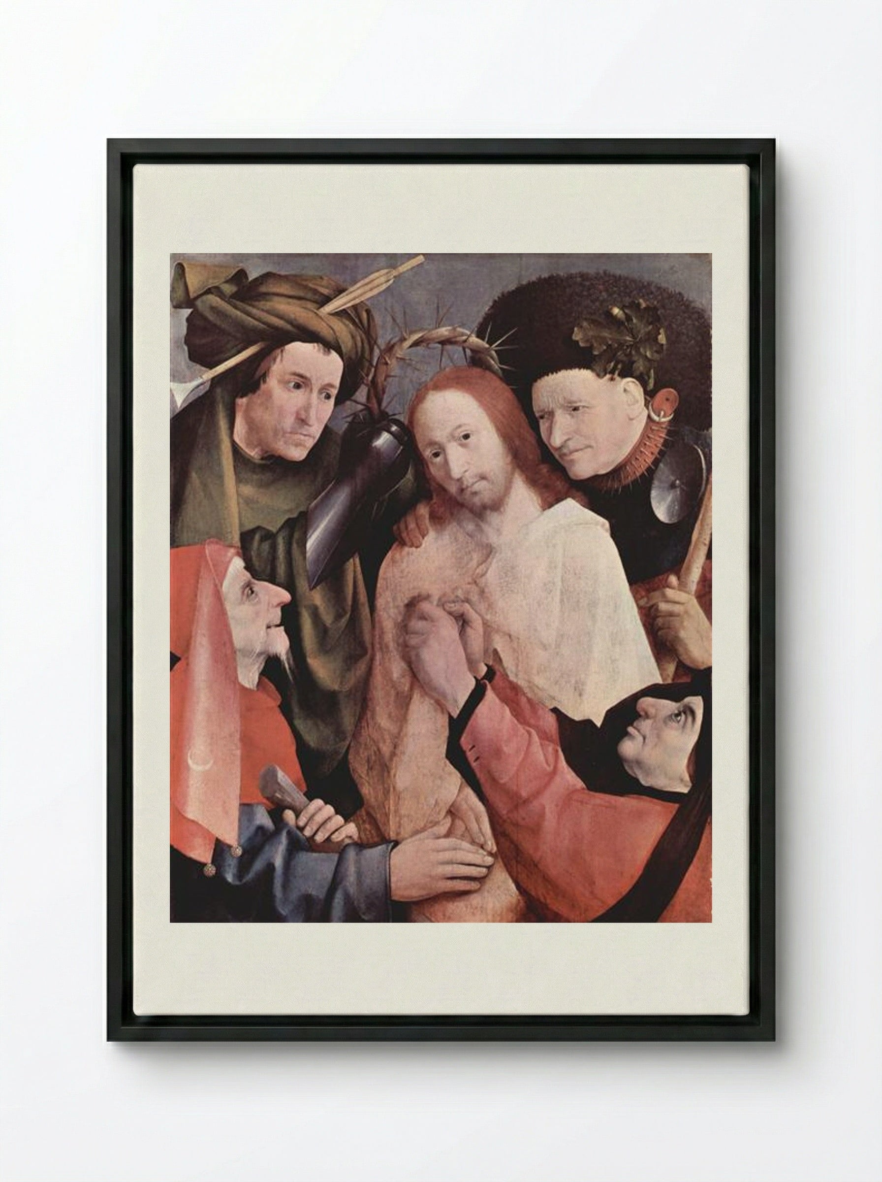 Crowning with Thorns - Hieronymus Bosch - Framed Canvas Black