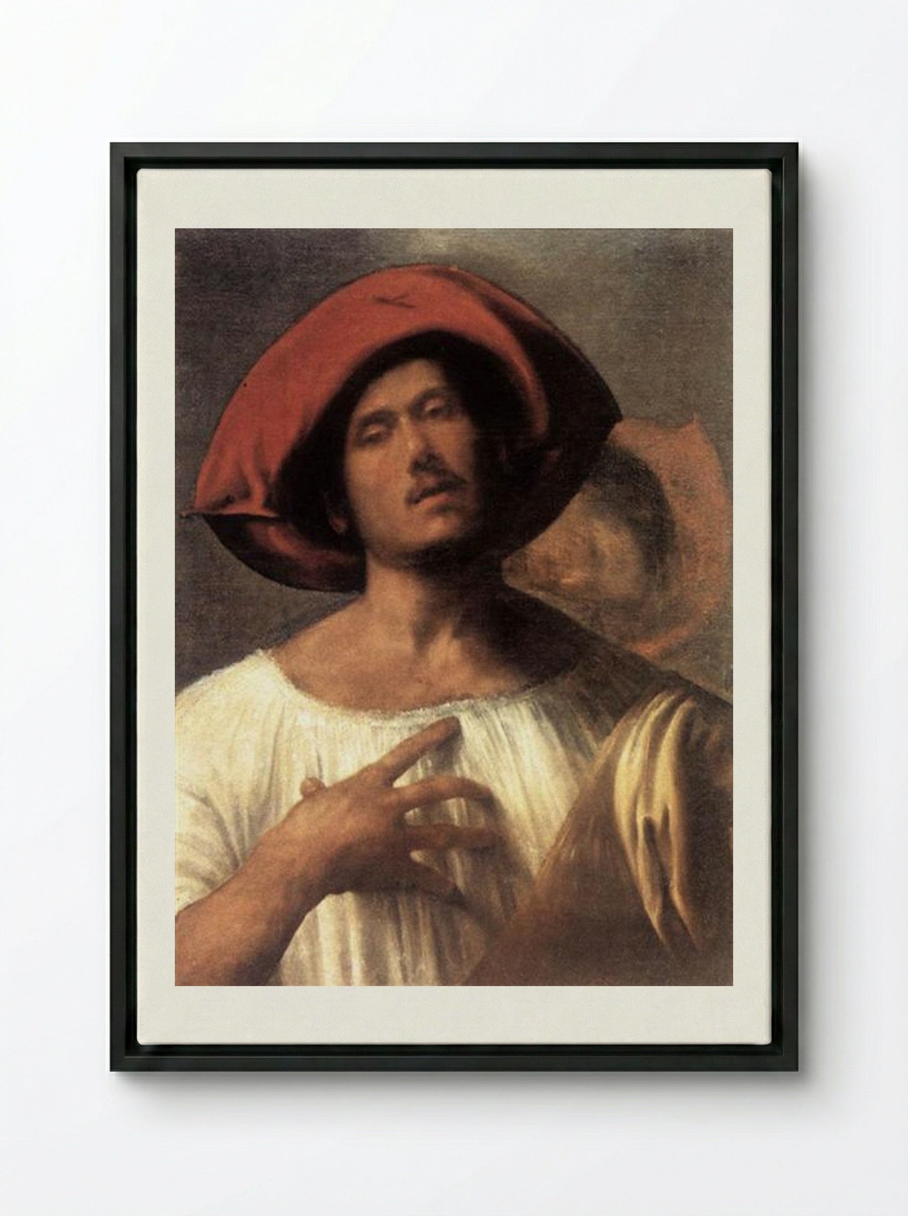 Young Man (The Impassioned Singer) - Giorgione - Framed Canvas Black