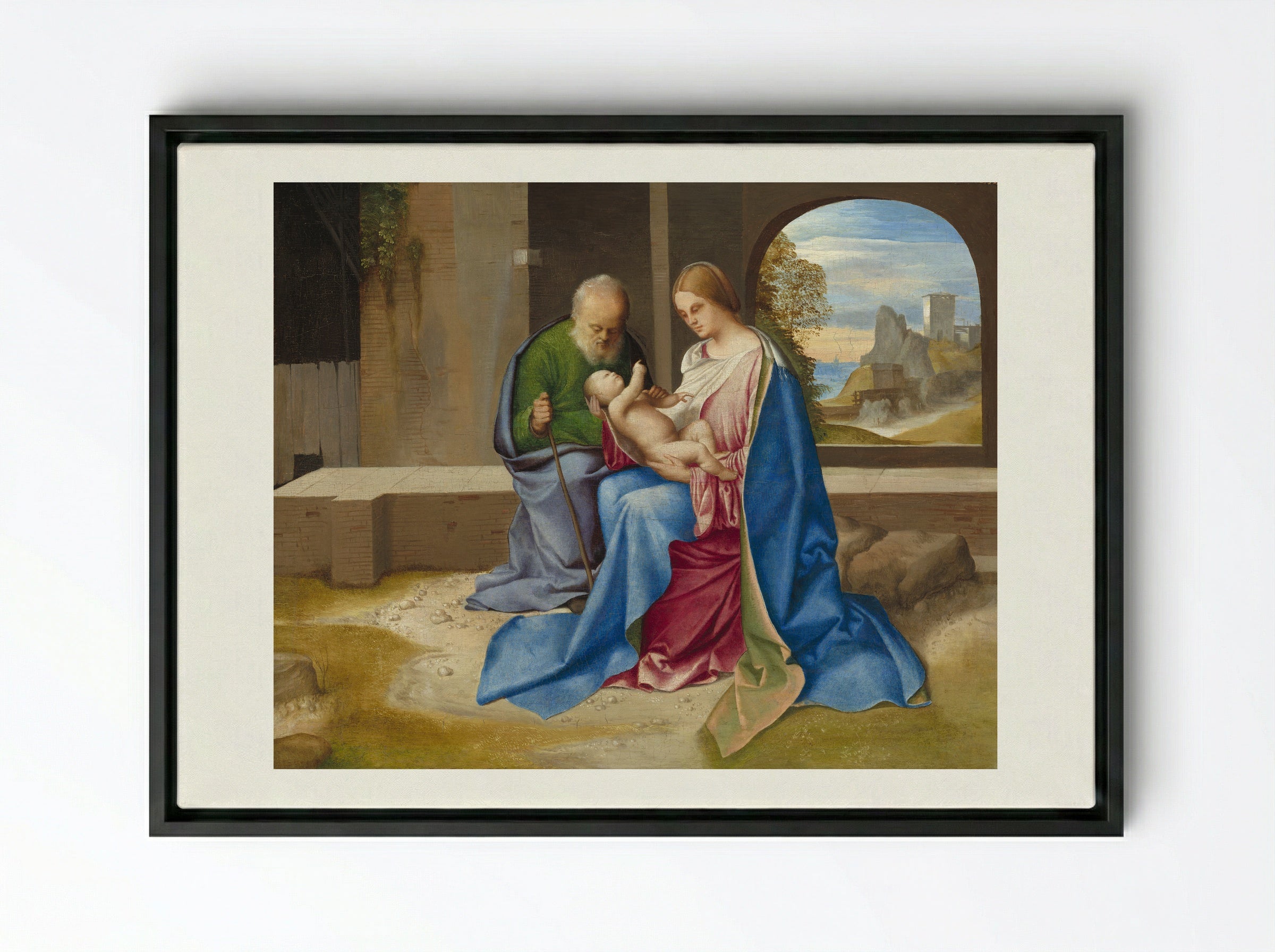 The Holy Family (Madonna Benson) - Giorgione - Framed Canvas Black
