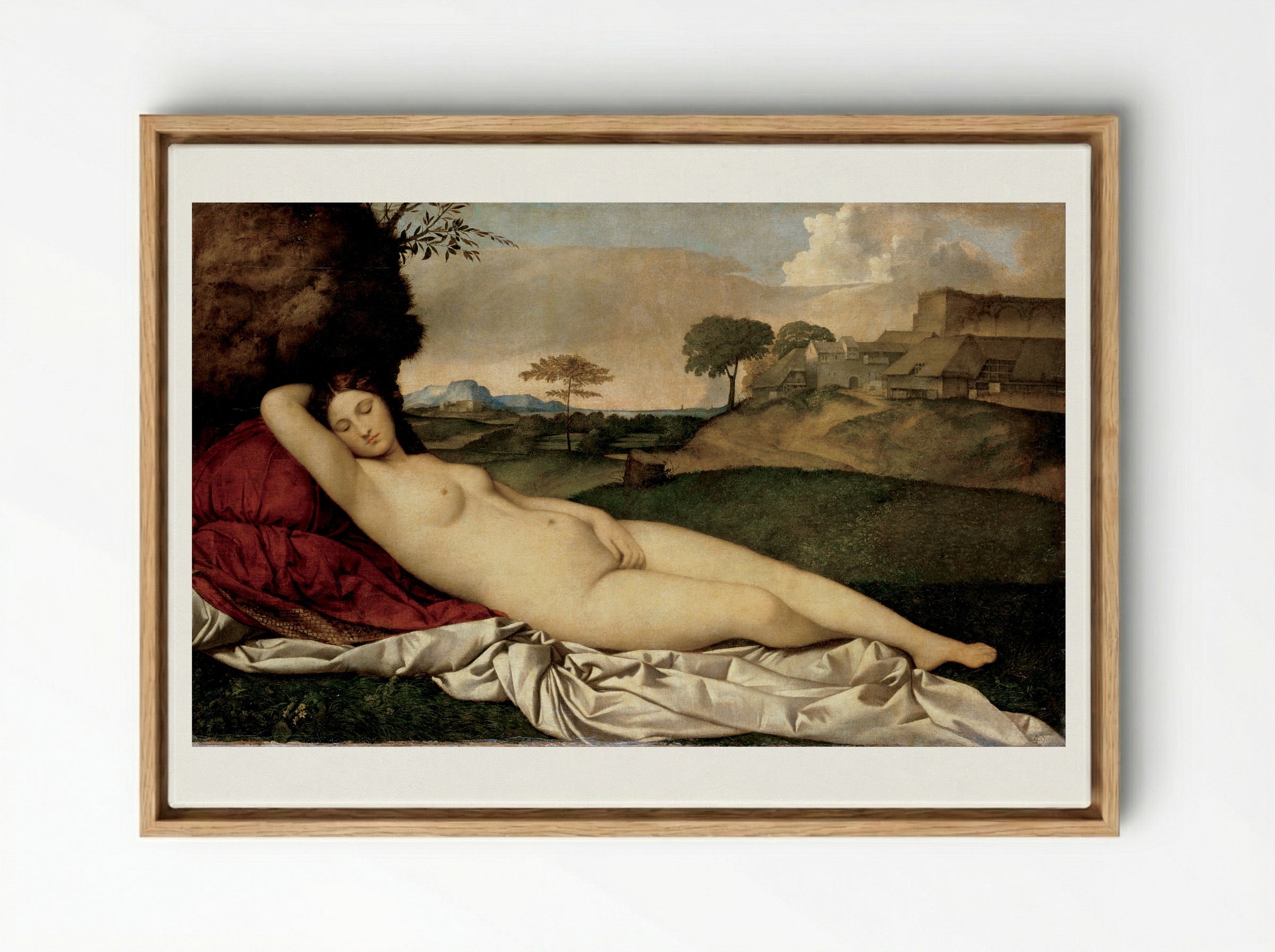 The Sleeping Venus - Giorgione - Framed Canvas Wood