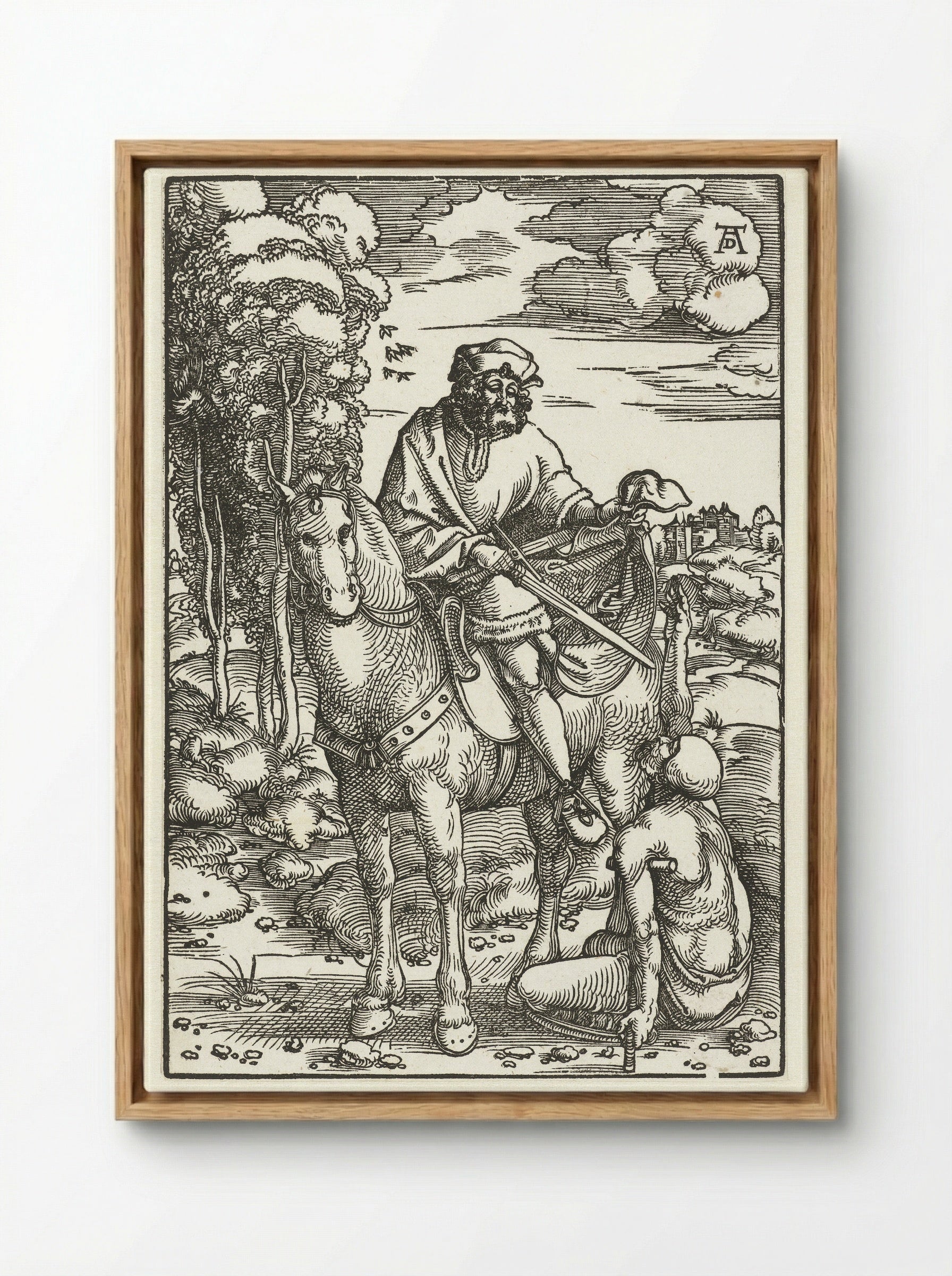 Saint Martin Dividing His Cloak - Hans Baldung Grien - Framed Canvas Wood
