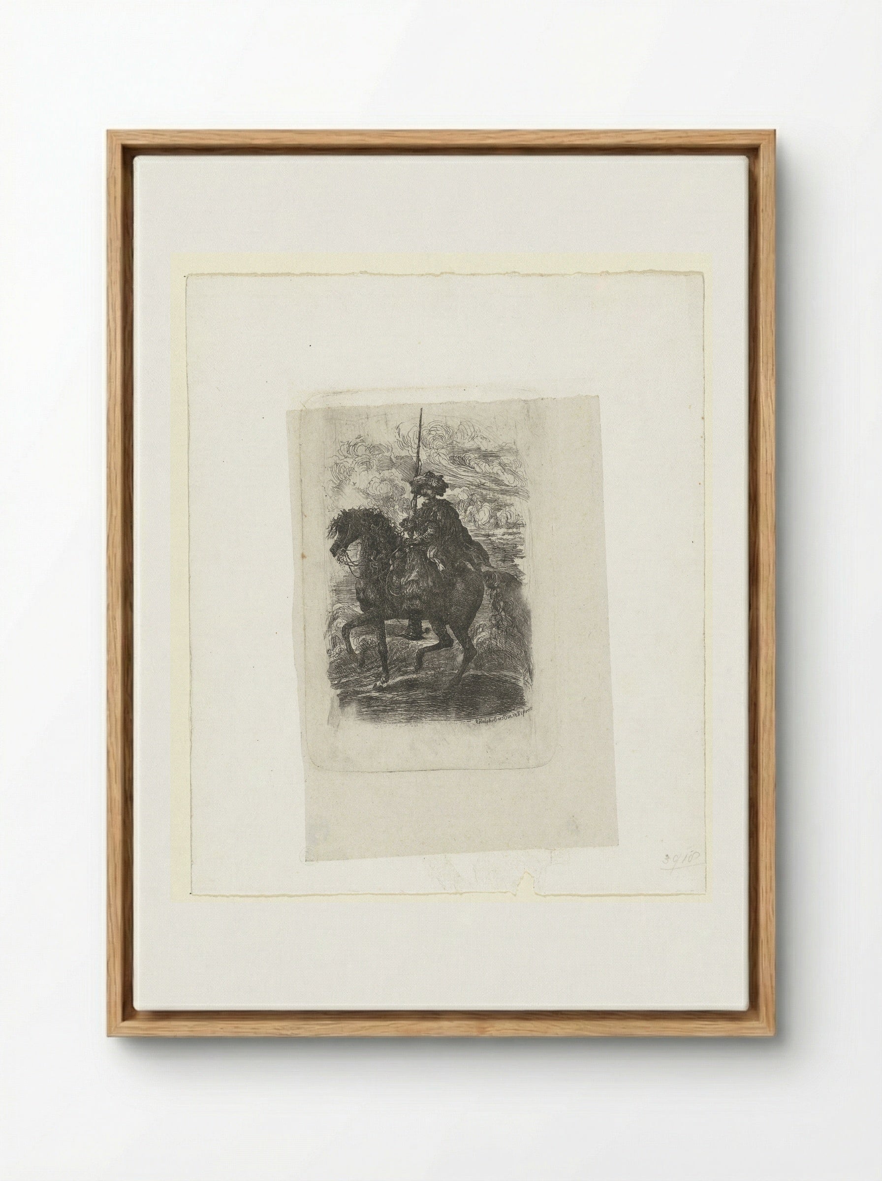 Man in Eastern Costume on Horseback - Auguste Delâtre - Framed Canvas Wood