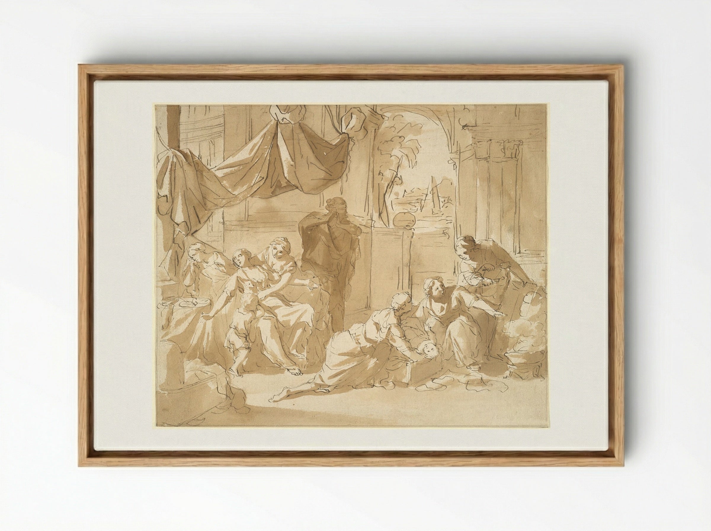 Departure of the Infant Moses - Nicolaas Verkolje - Framed Canvas Wood