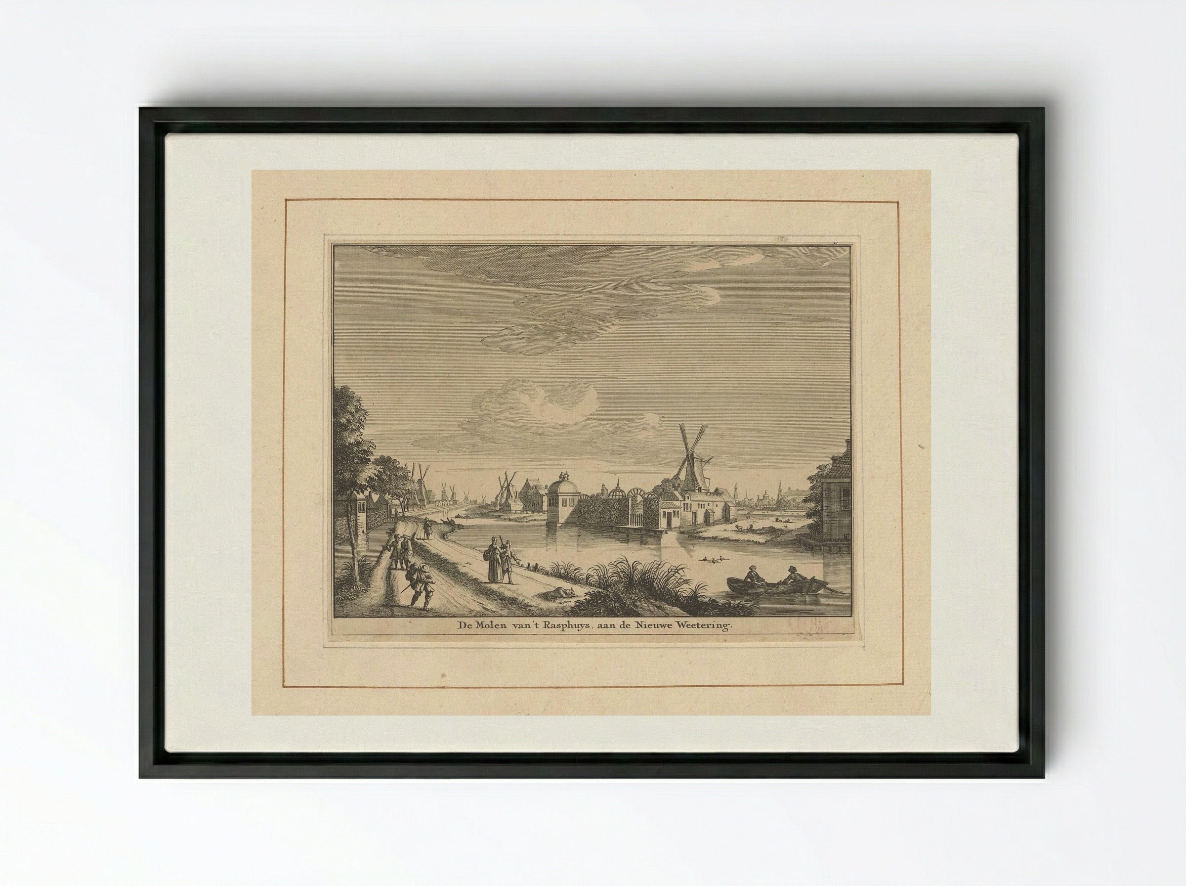 Gezicht op de Rasphuismolen te Amsterdam - Jan Goeree - Framed Canvas Black