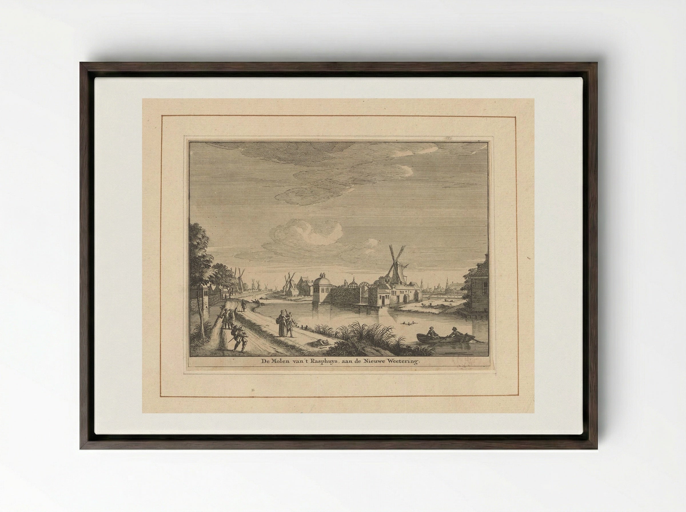 Gezicht op de Rasphuismolen te Amsterdam - Jan Goeree - Framed Canvas Dark Wood