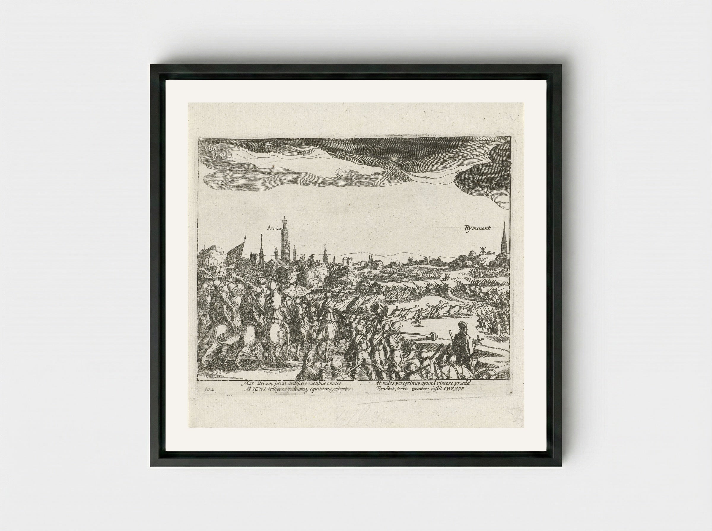 Slag bij Rijmenam, 1578 - Simon Frisius - Framed Canvas Black