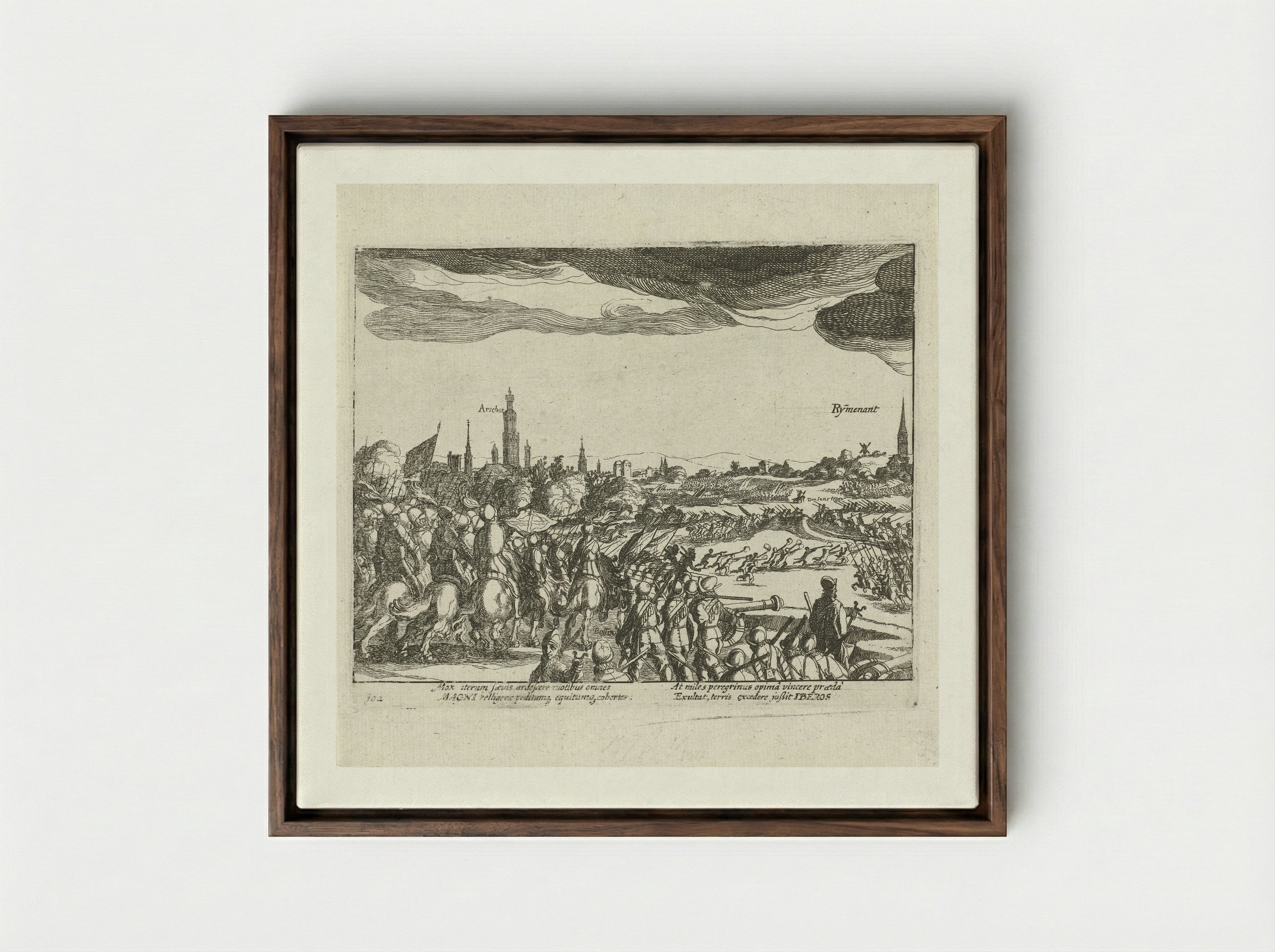 Slag bij Rijmenam, 1578 - Simon Frisius - Framed Canvas Dark Wood
