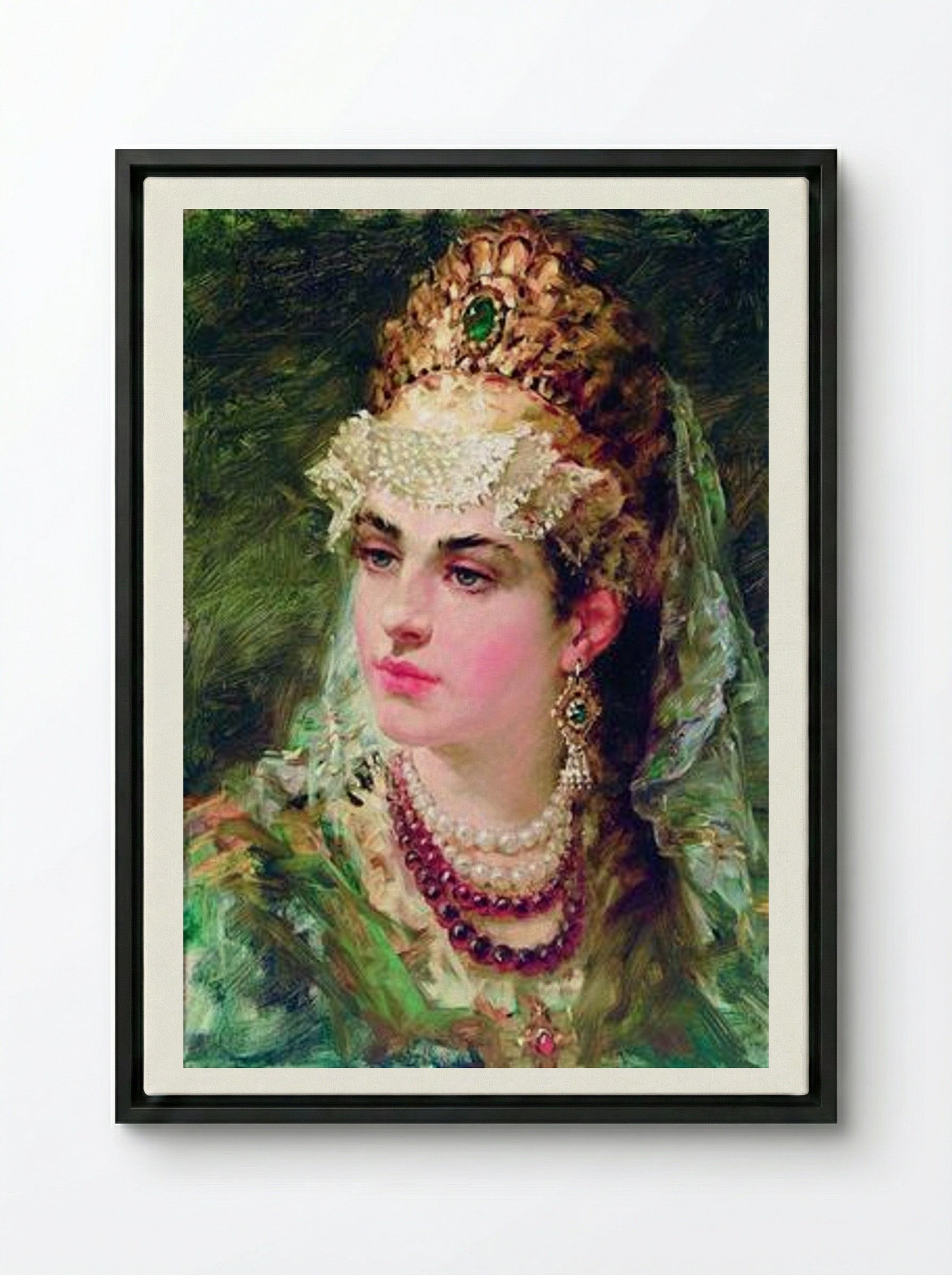 Boyaryshnya - Konstantin Makovsky - Framed Canvas Black
