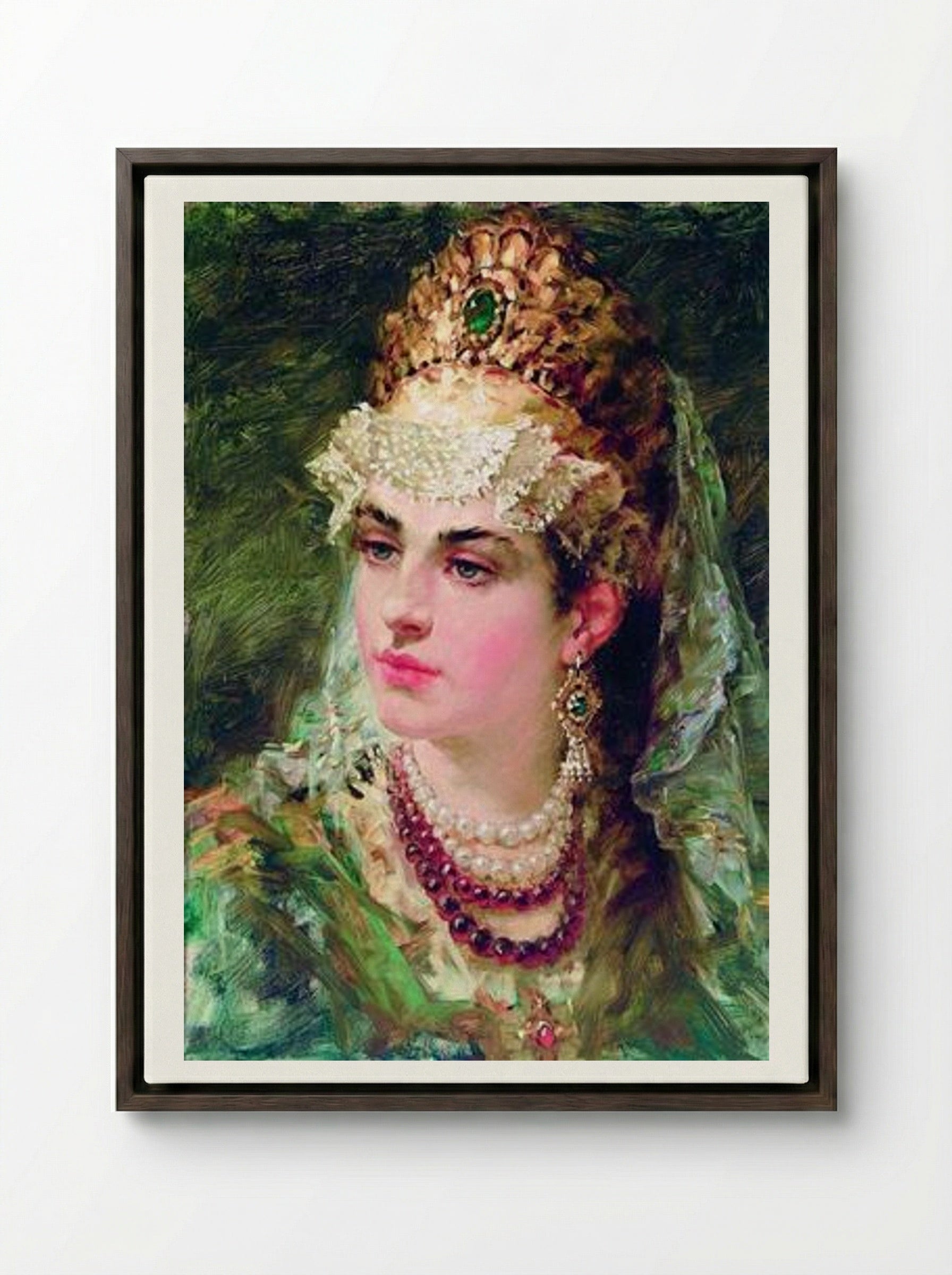 Boyaryshnya - Konstantin Makovsky - Framed Canvas Dark Wood