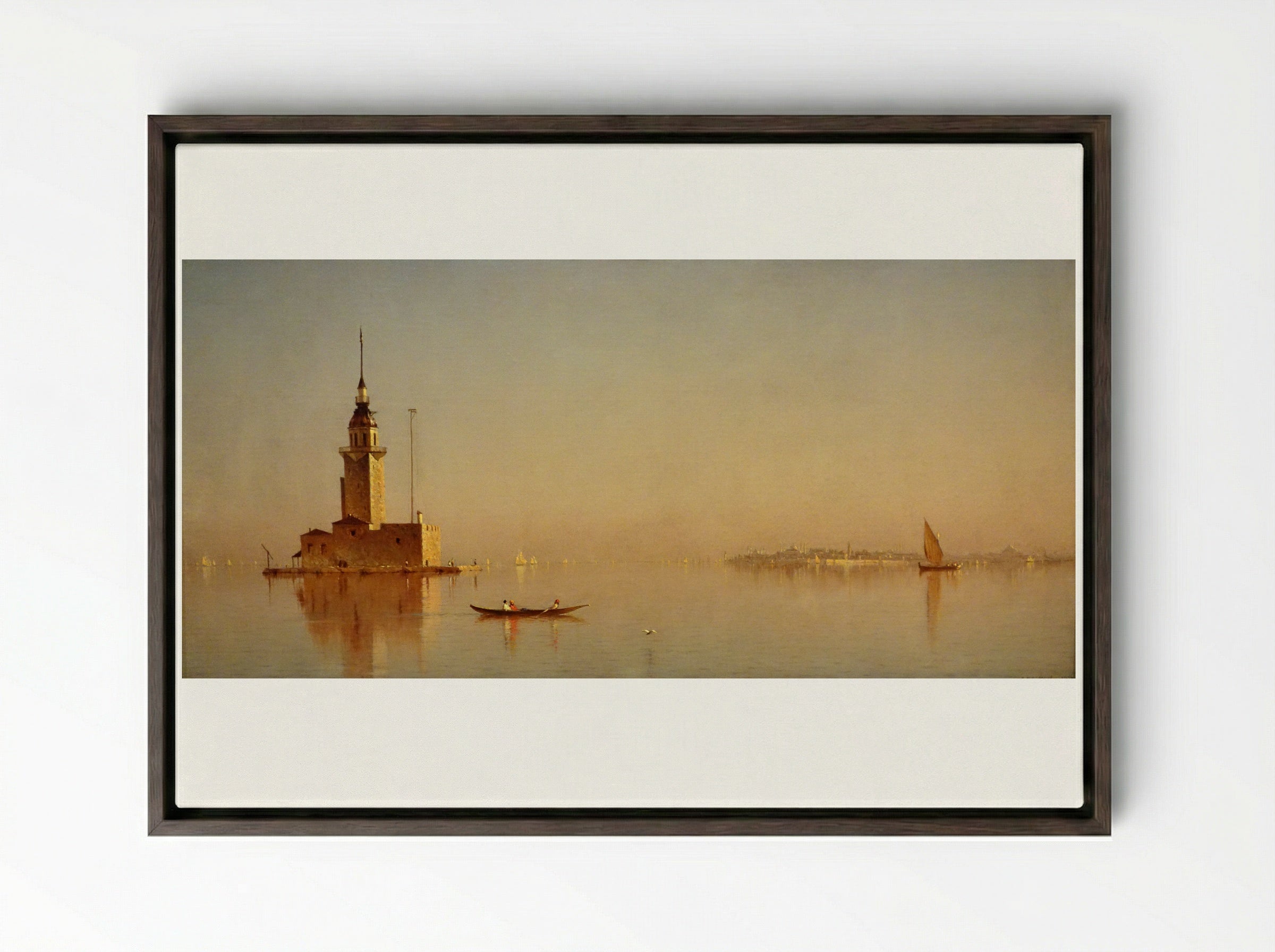 Leander's Tower on the Bosporus - Sanford Robinson Gifford - Framed Canvas Dark Wood