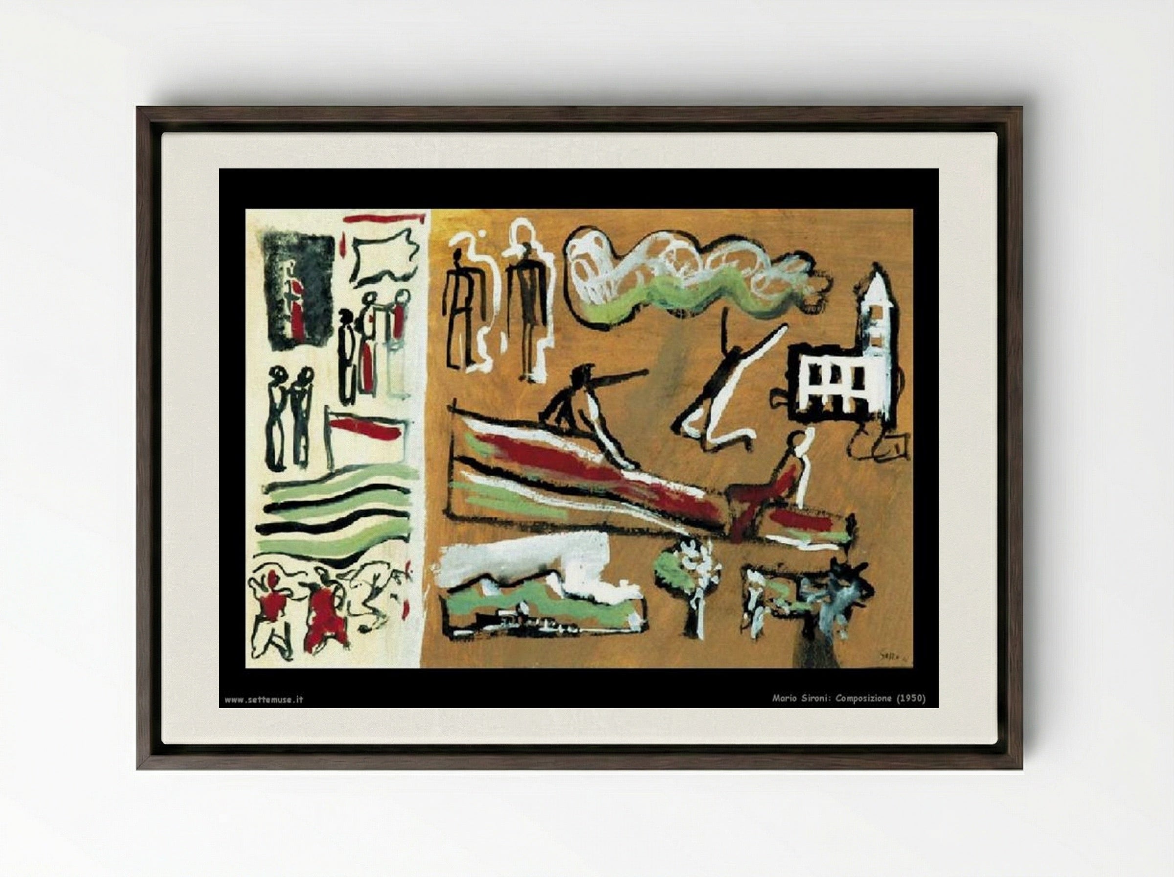 Composition - Mario Sironi - Framed Canvas Dark Wood