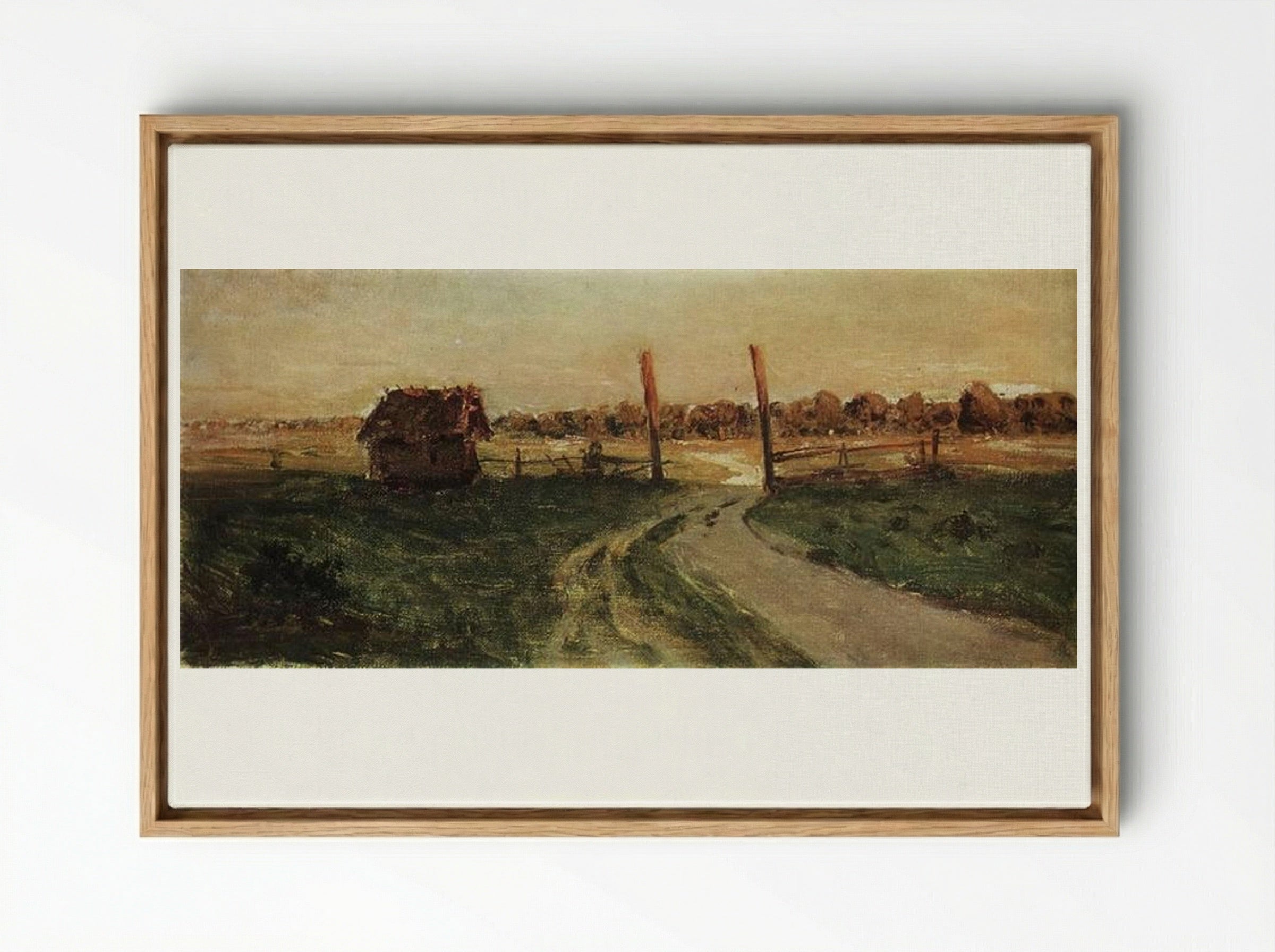 Landscape with an isba - Isaac Levitan - Framed Canvas Wood
